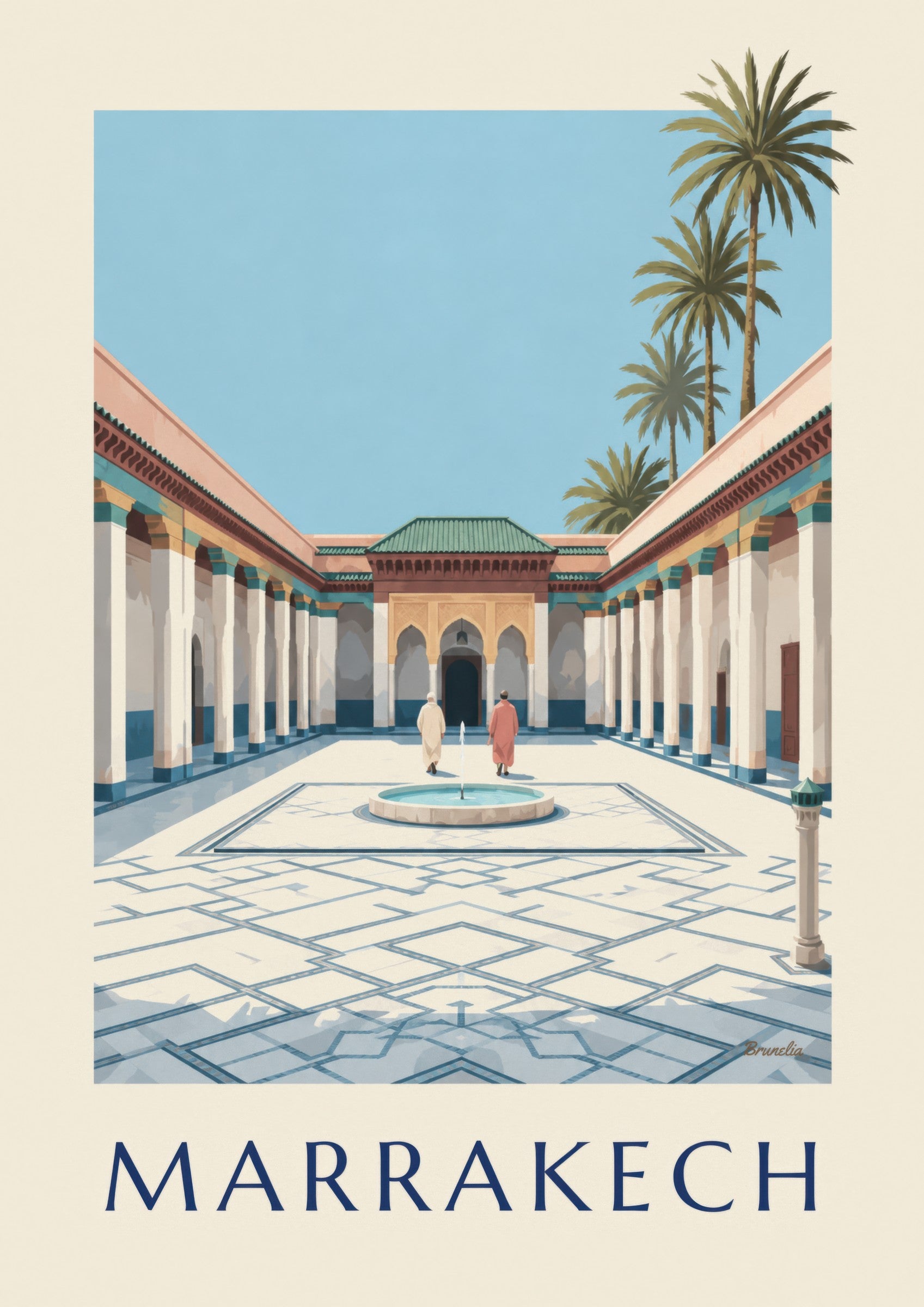 Póster del palacio de la bahía de Marrakech: detalle en primer plano
