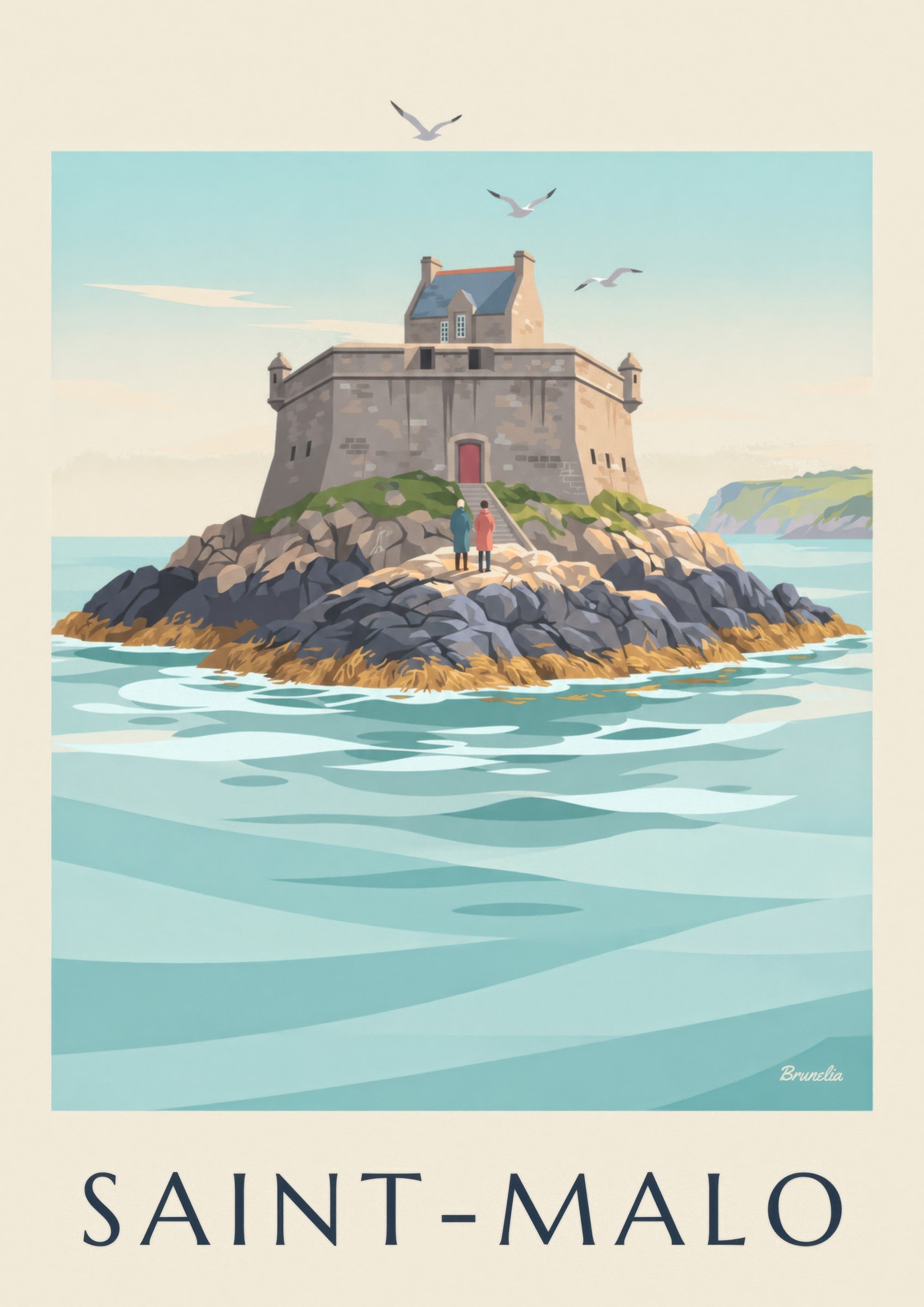 Affiche du fort du Petit Bé à Saint-Malo: detalle en primer plano
