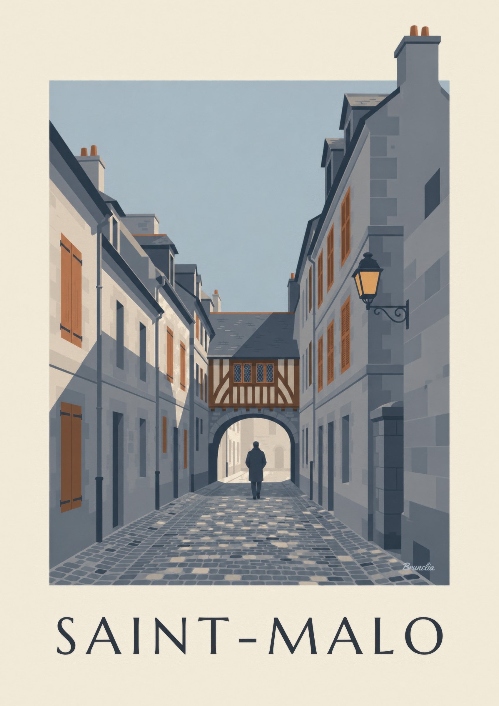 Affiche ruelle de Saint-Malo intra-muros: detalle en primer plano
