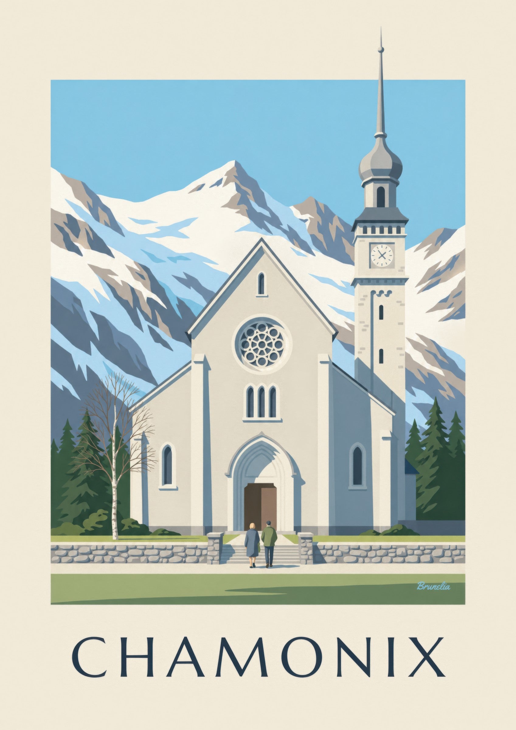 Affiche église Saint-Michel de Chamonix: detalle en primer plano