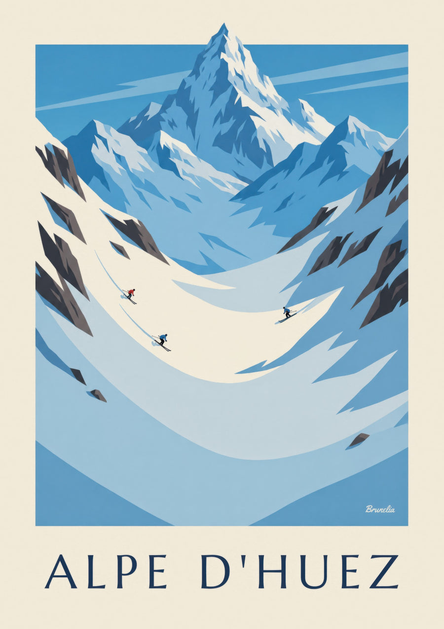 Póster de Alpe d'Huez, el glaciar de Sarenne y los Écrins