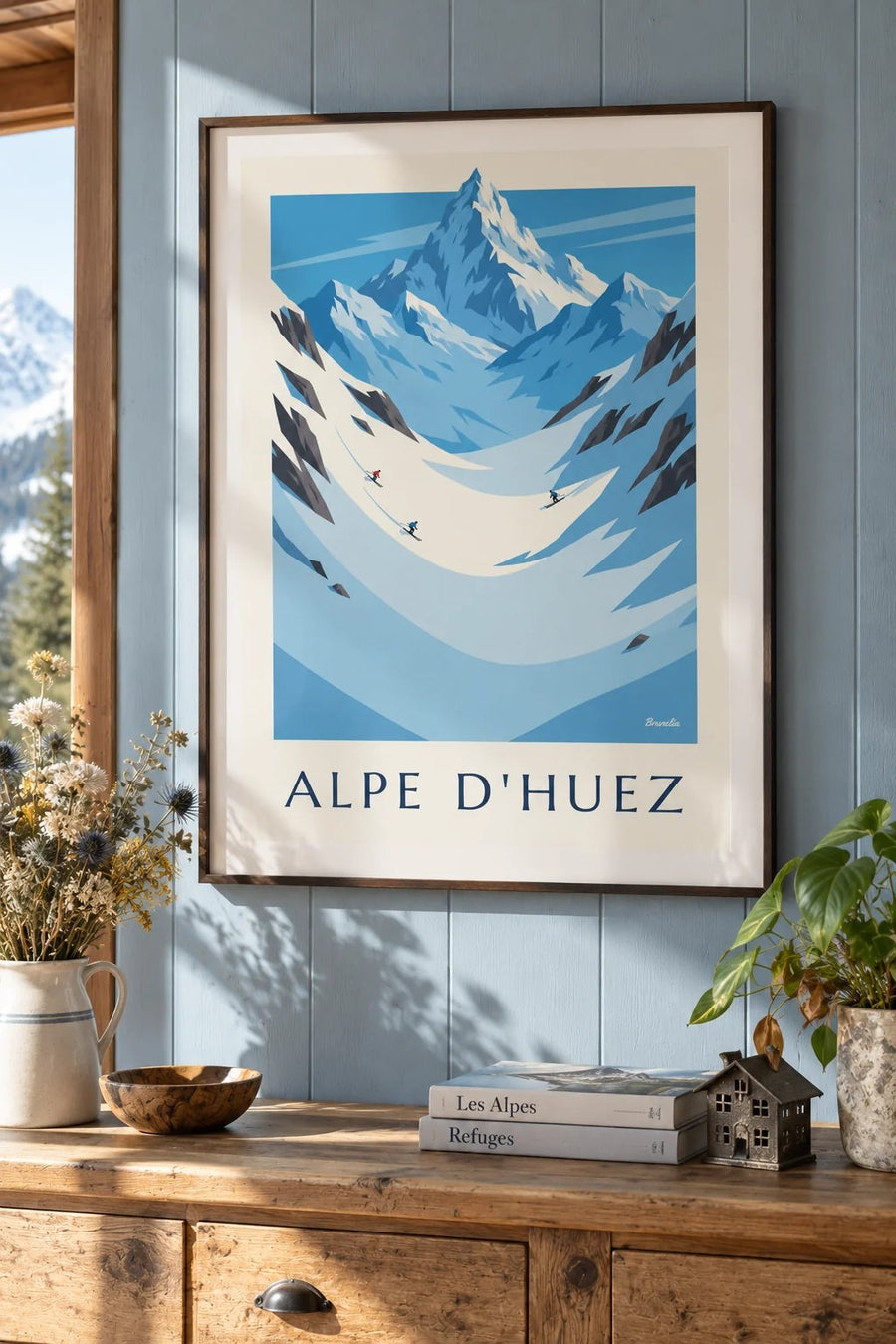 Póster de Alpe d'Huez, el glaciar de Sarenne y los Écrins : enmarcado en la pared