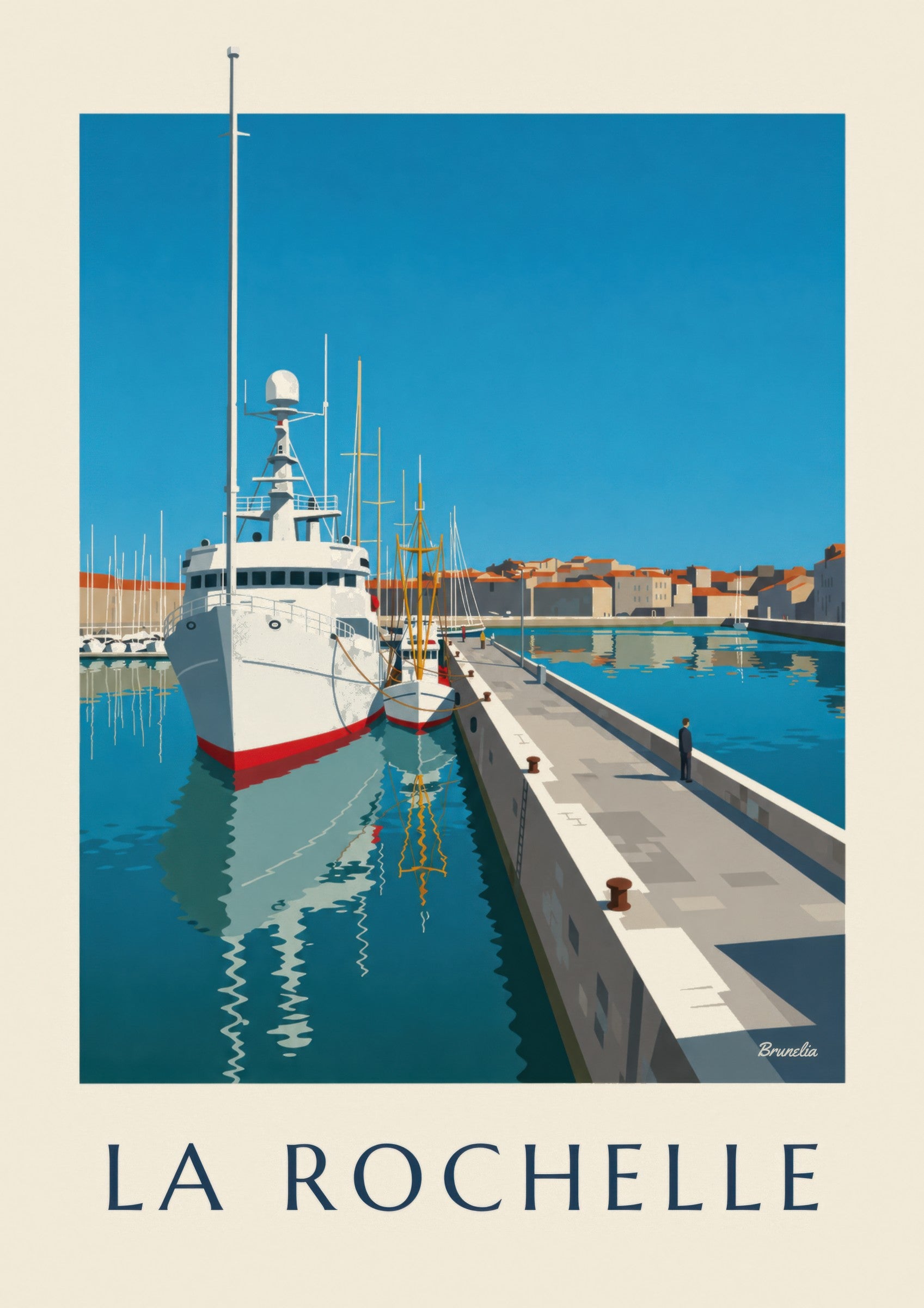 Affiche Bassin des Chalutiers à La Rochelle: detalle en primer plano