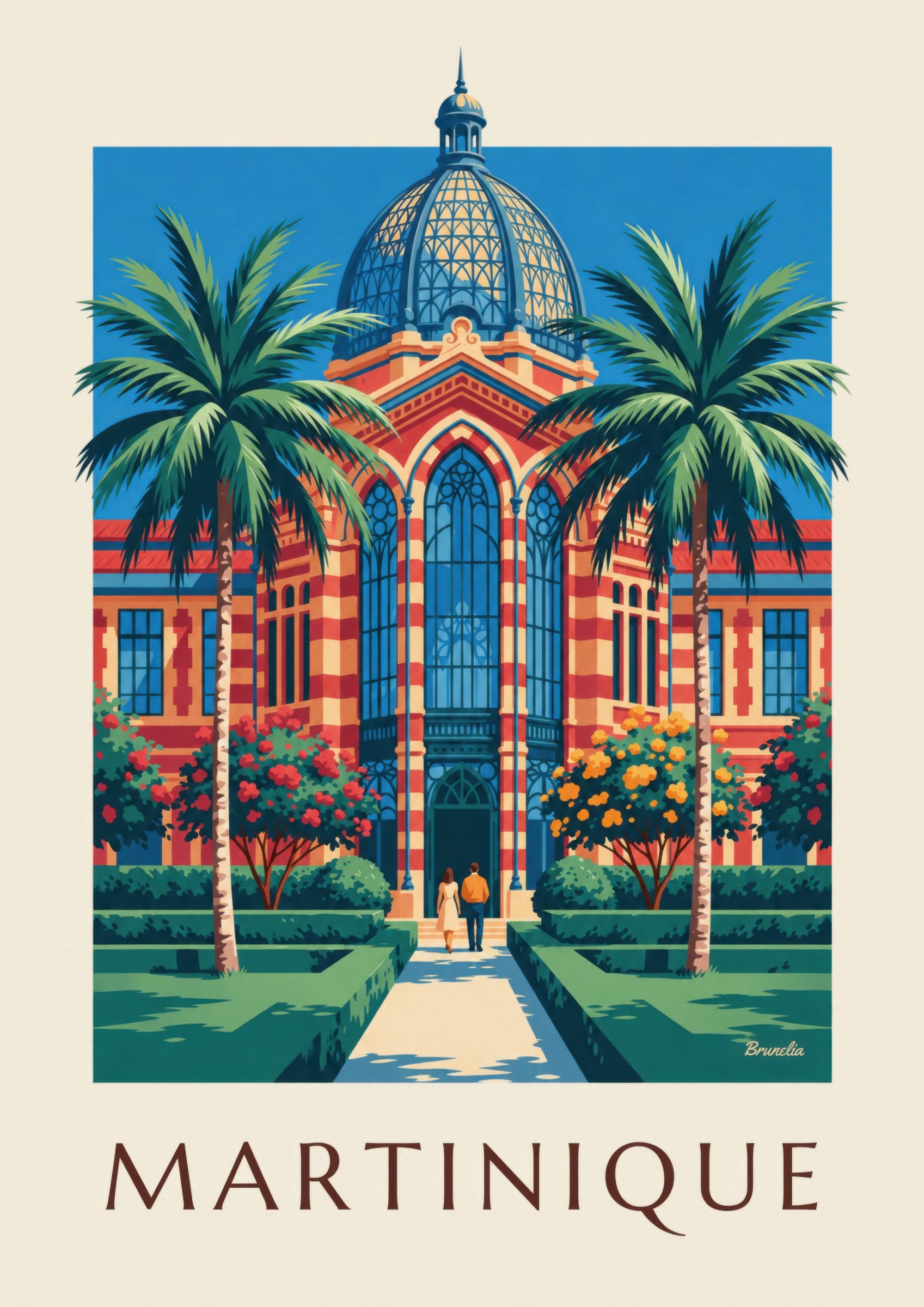 Affiche Martinique, bibliothèque Schœlcher à Fort-de-France: detalle en primer plano