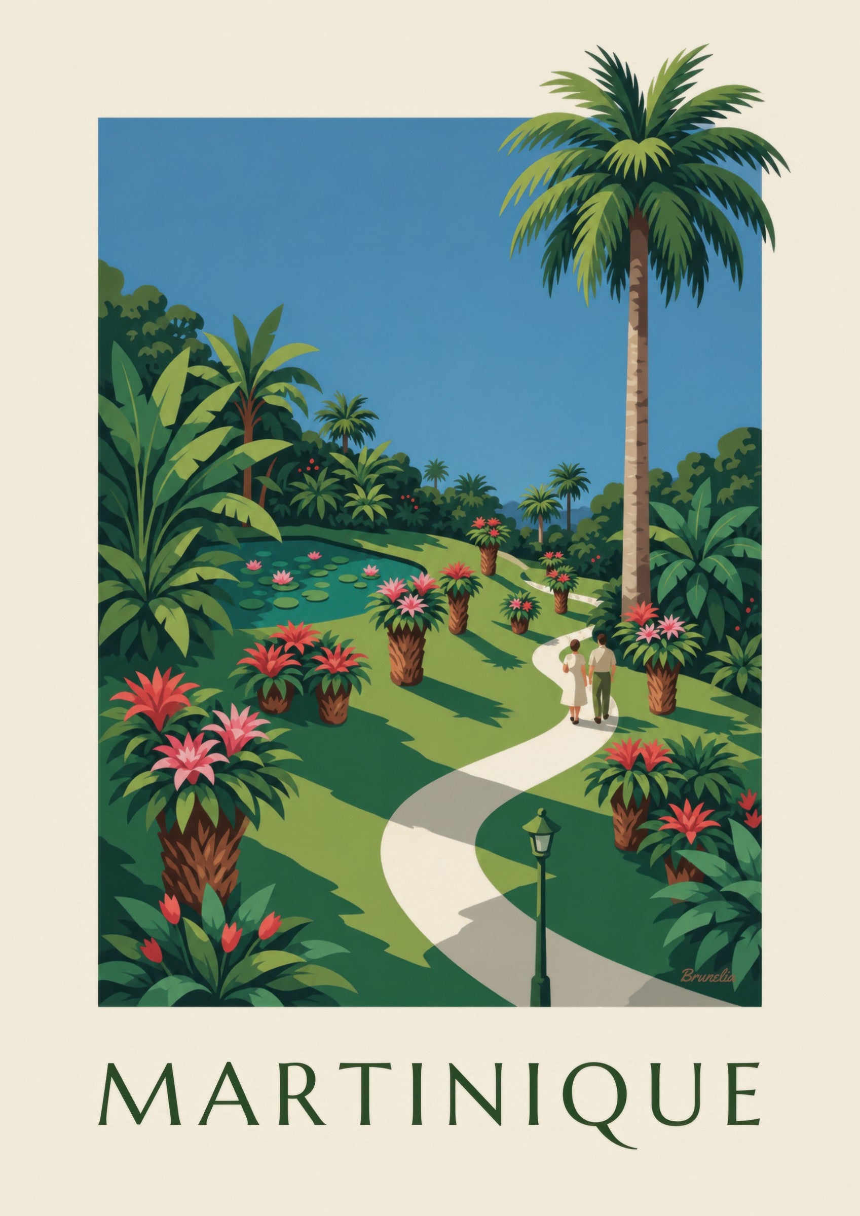 Affiche Martinique, jardin de Balata et broméliacées: detalle en primer plano