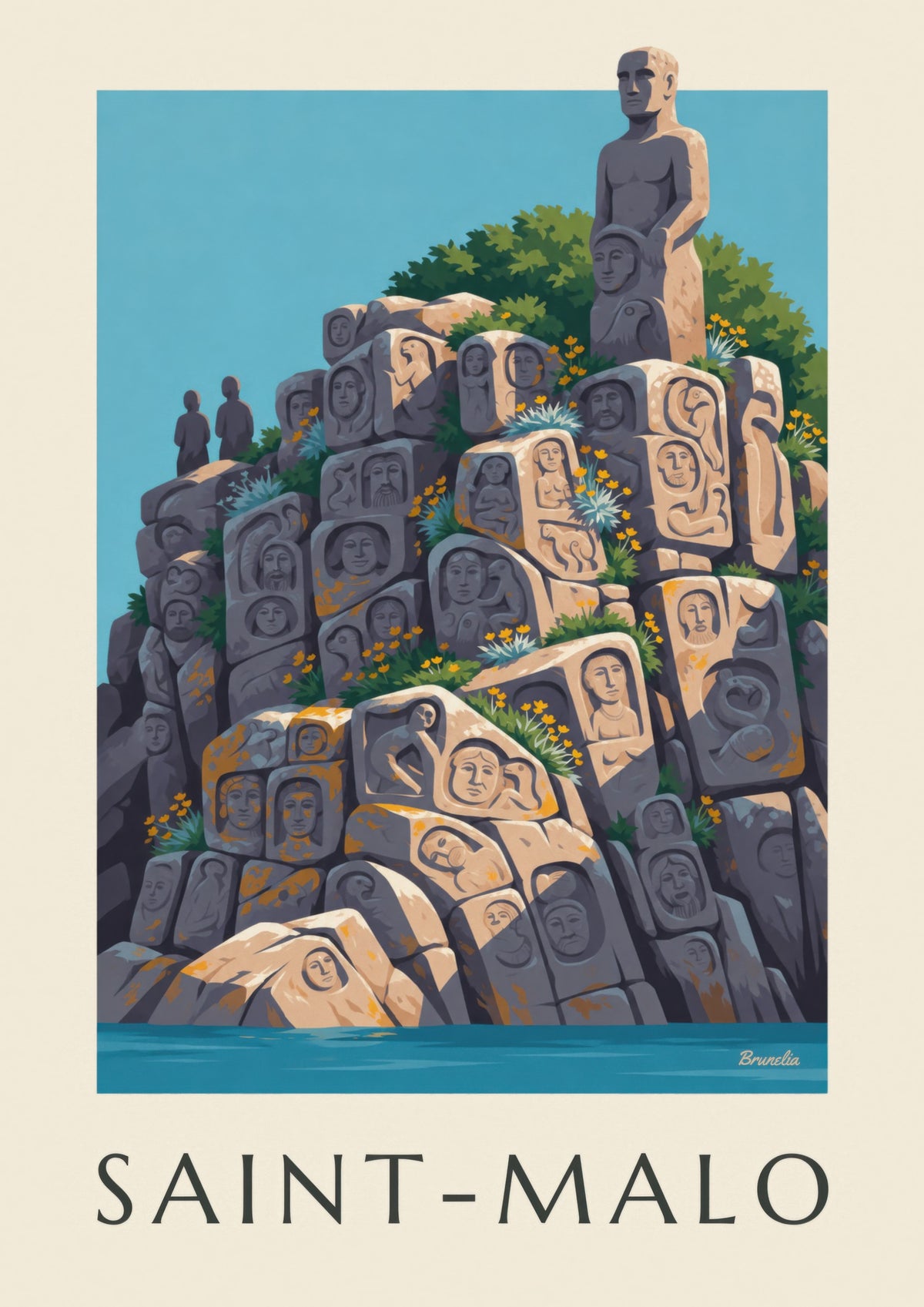 Póster de las rocas esculpidas de Rothéneuf en Saint-Malo