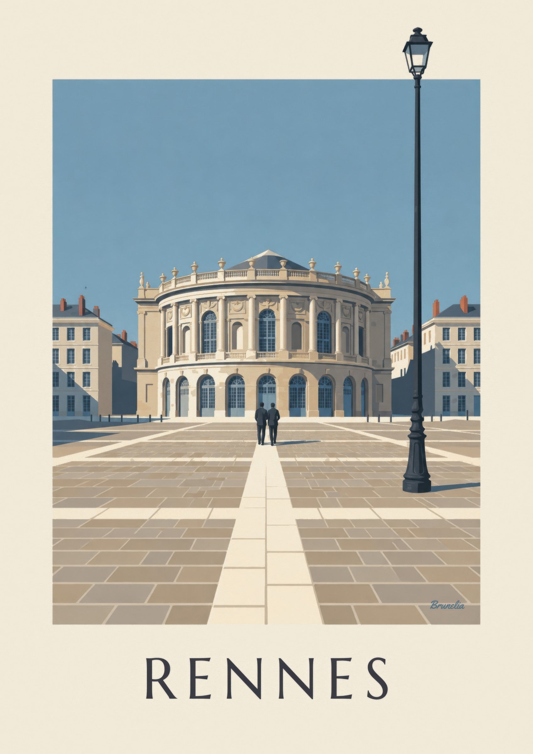 Affiche Rennes, l’opéra en rotonde place de la Mairie: detalle en primer plano