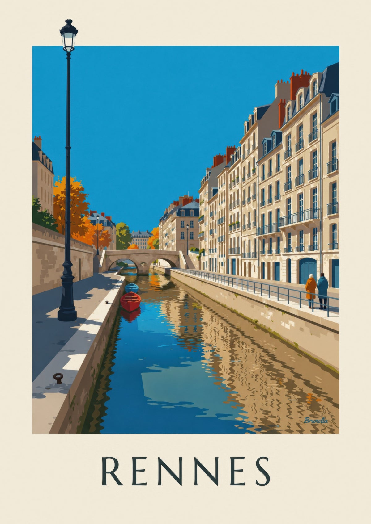 Affiche Rennes la Vilaine et le quai Émile-Zola