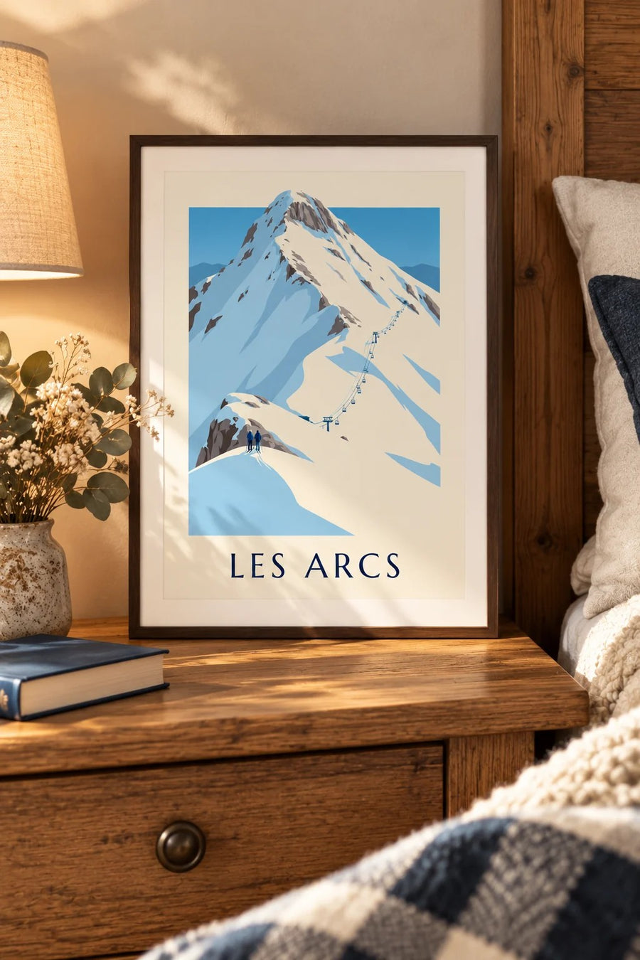 Affiche Les Arcs, montagne enneigée | Brunelia : petit format A4 encadré