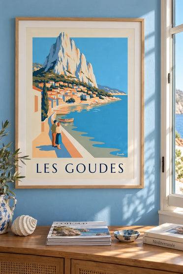 Póster de Les Goudes visto desde el mar : enmarcado en la pared