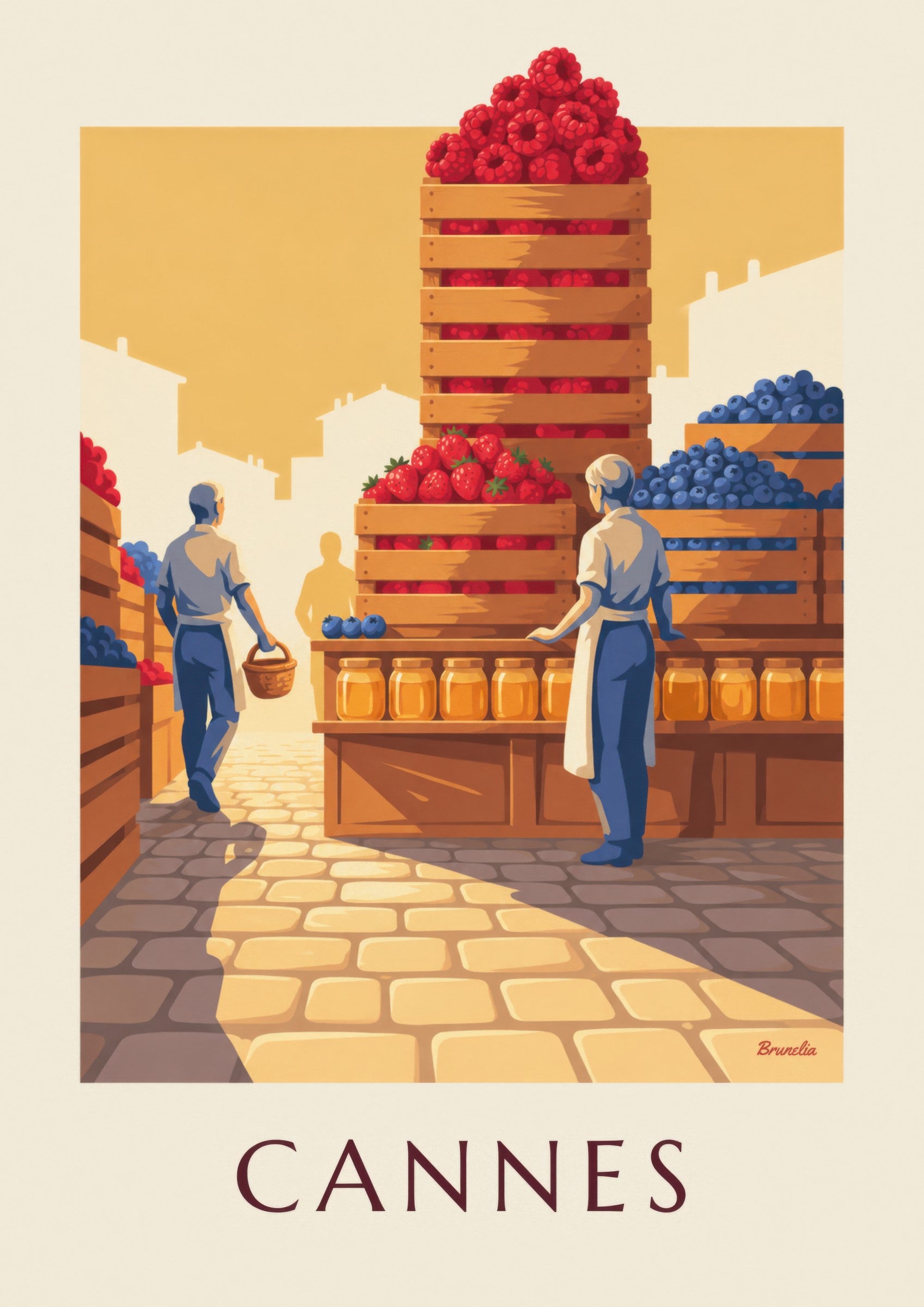 Affiche marché Forville à Cannes, fruits rouges: detalle en primer plano