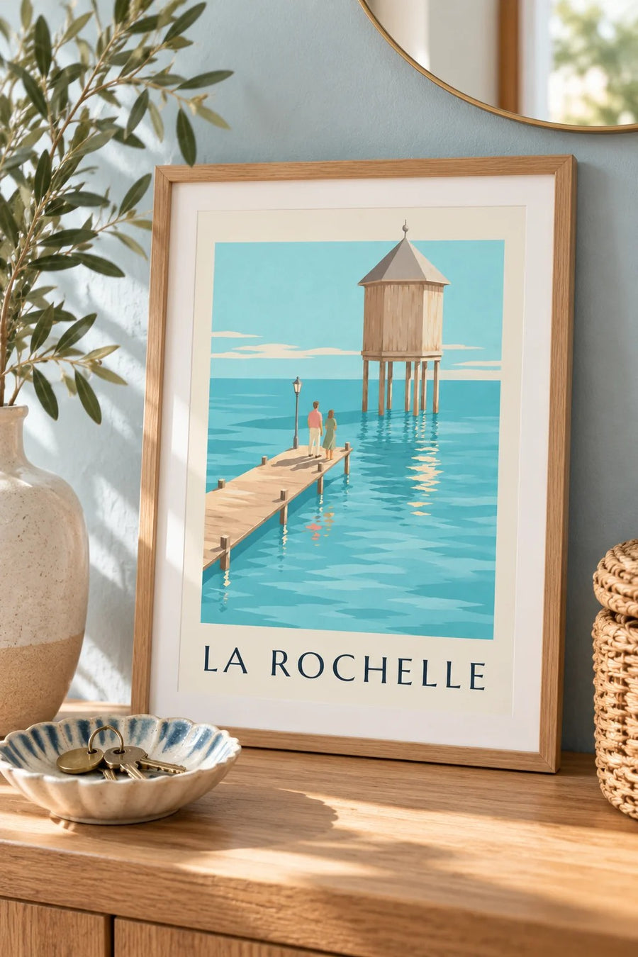 Póster del faro del Bout du Monde de La Rochelle : formato pequeño A4 enmarcado