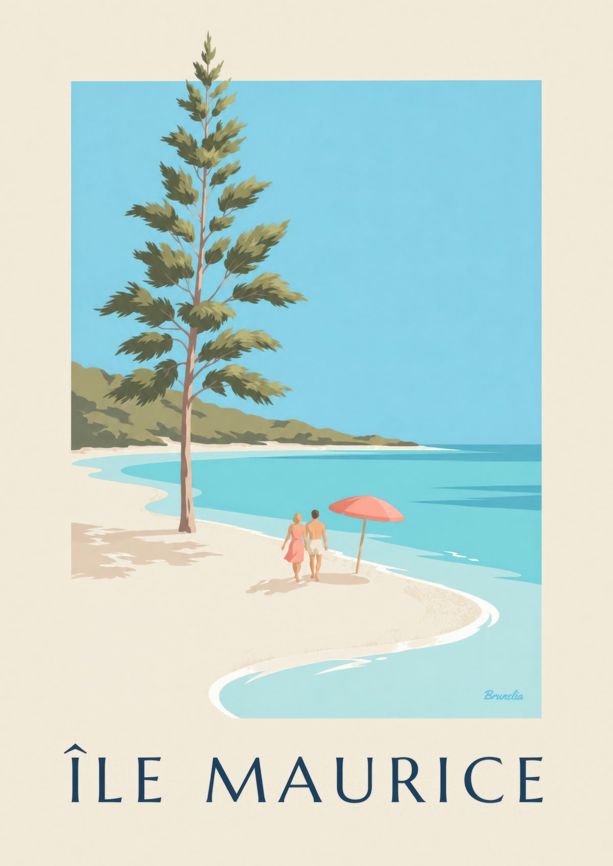 Póster Isla Mauricio, playa de Blue Bay (título ISLA MAURICIO)