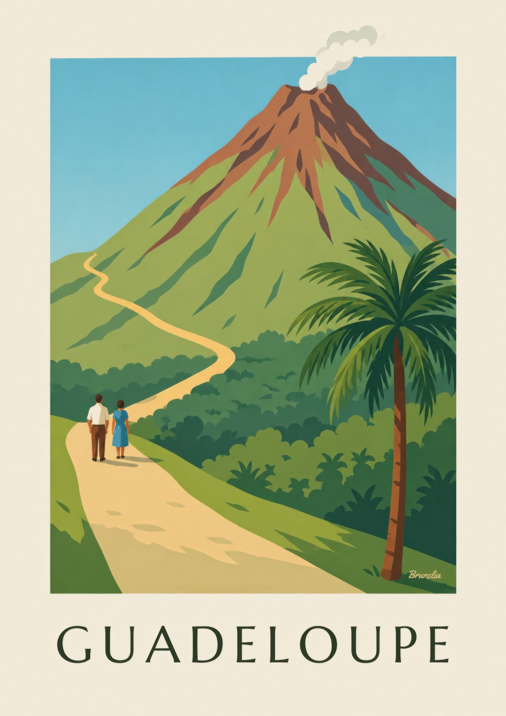 Póster de Guadalupe, volcán de La Soufrière: detalle en primer plano