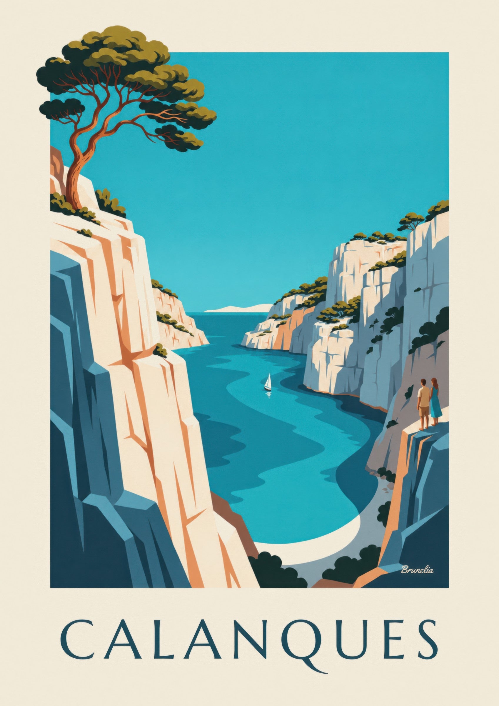 Affiche calanque d'En-Vau à Marseille: detalle en primer plano