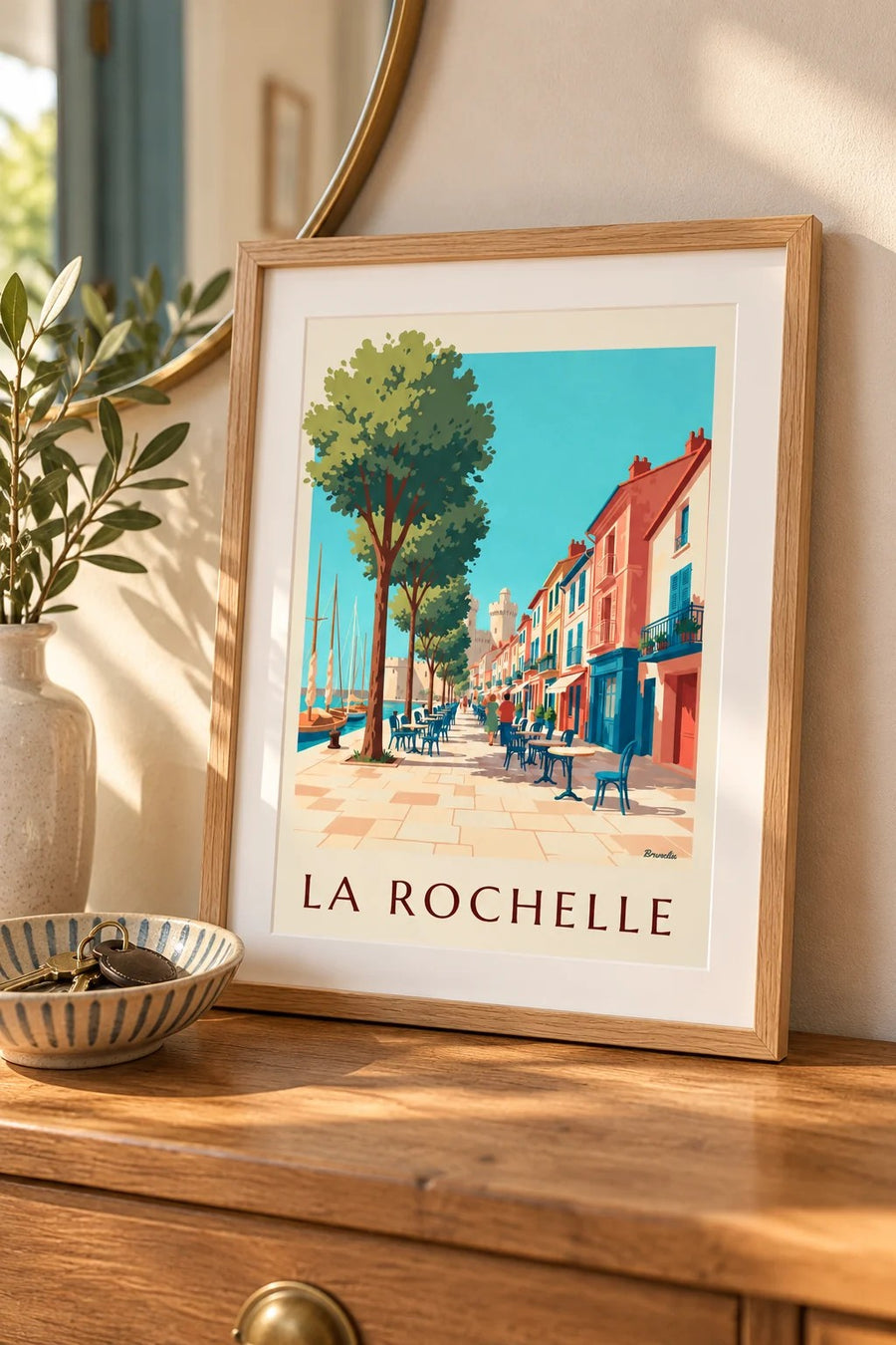 Póster del Gabut en La Rochelle, con casas de colores : formato pequeño A4 enmarcado