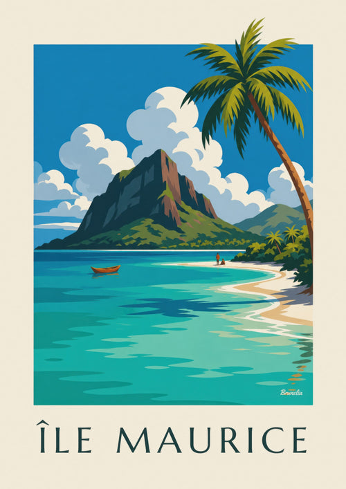 Póster del Morne Brabant y su laguna (título ISLA MAURICIO) : el póster completo