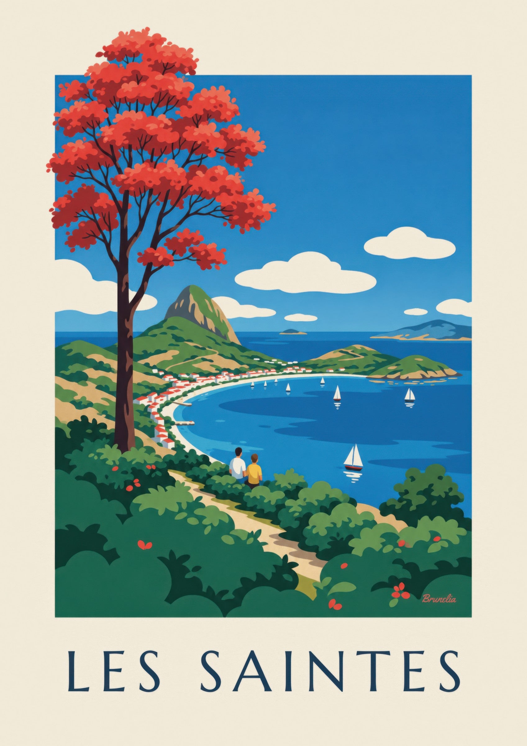 Affiche Guadeloupe, baie des Saintes à Terre-de-Haut: detalle en primer plano