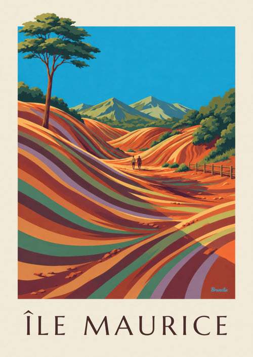 Póster Isla Mauricio Chamarel tierras de los 7 colores (título ISLA MAURICIO) : el póster completo