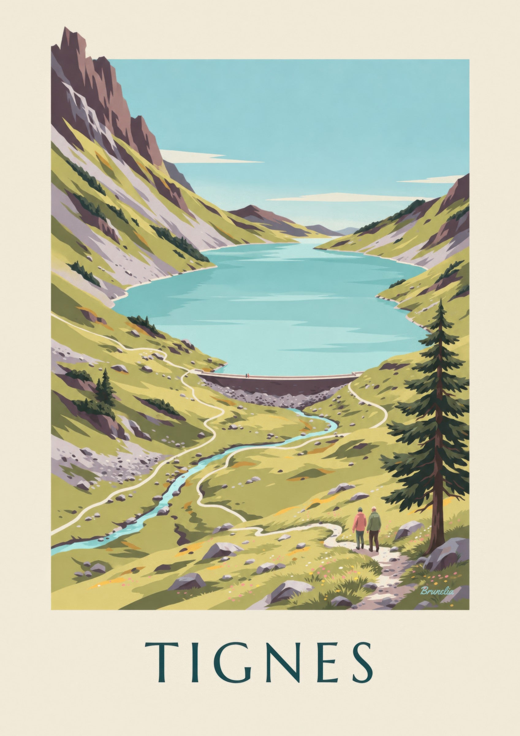 Affiche Tignes, lac turquoise de la Sassière: detalle en primer plano