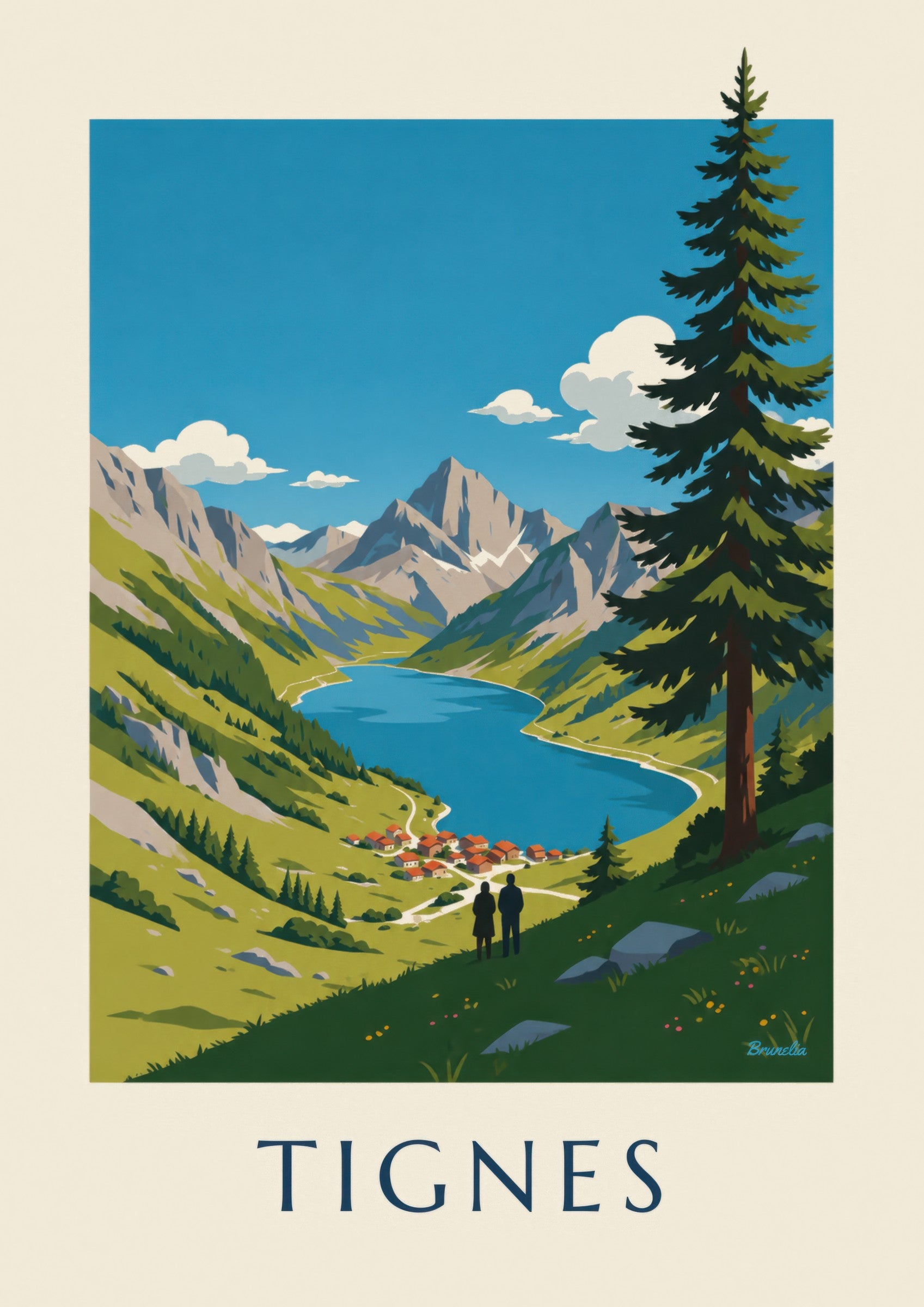 Affiche Tignes, lac du Chevril bleu profond: detalle en primer plano