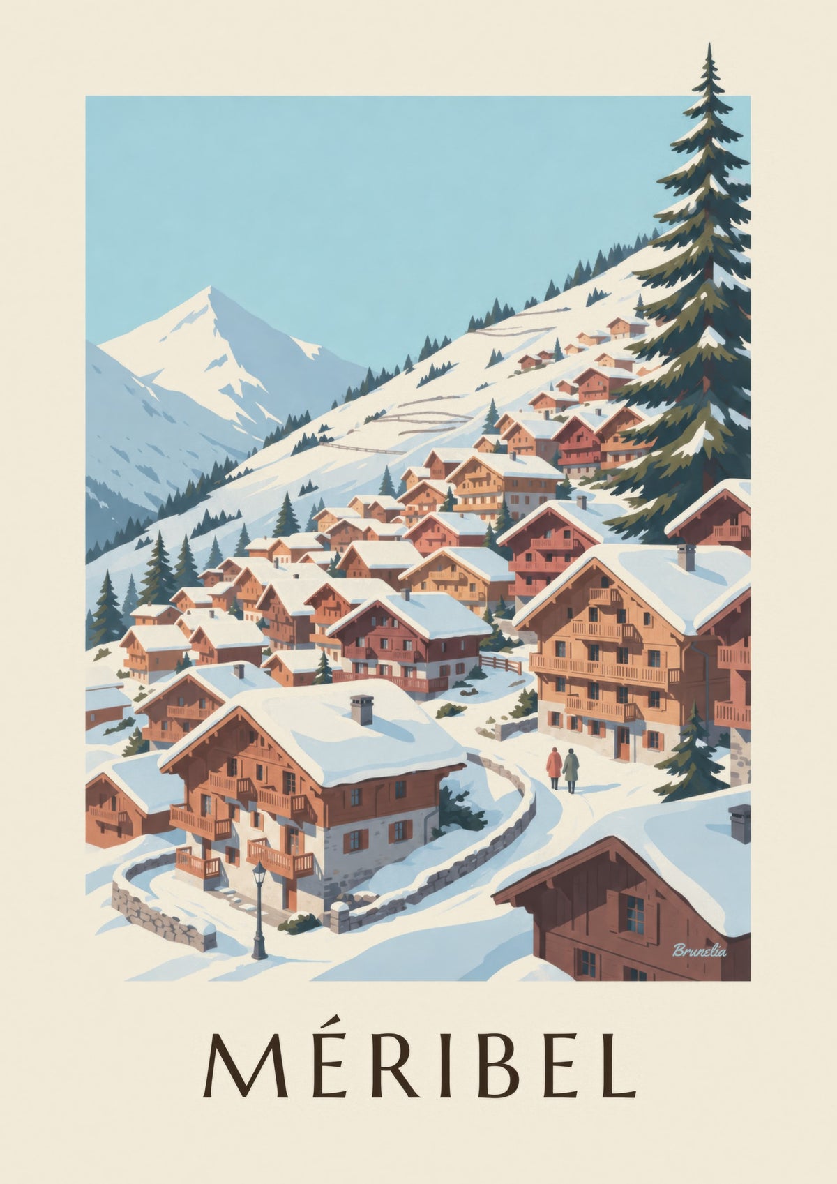 Póster de Méribel, chalets bajo la nieve