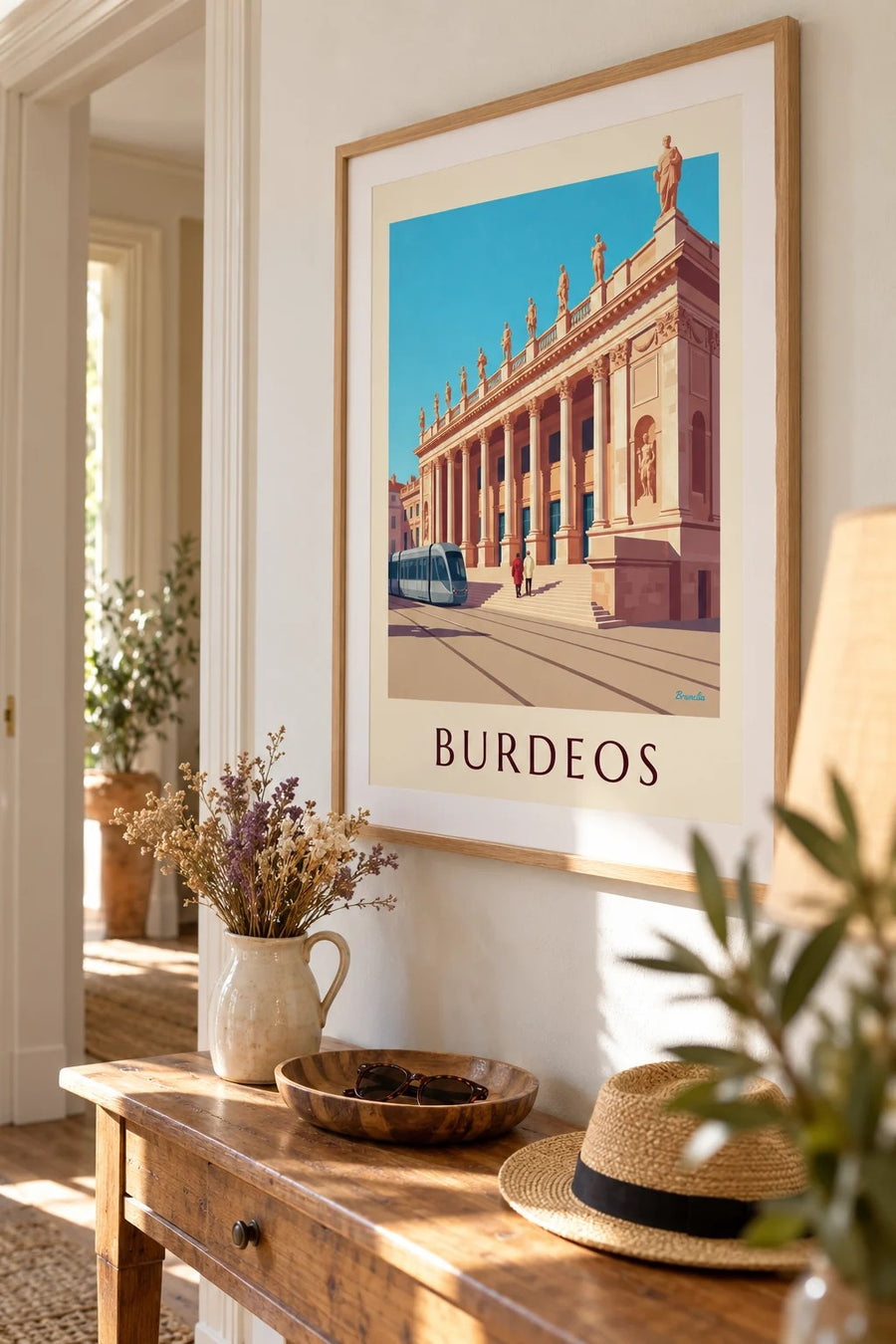 Póster del Grand Théâtre y la place de la Comédie en Burdeos: enmarcado en la pared