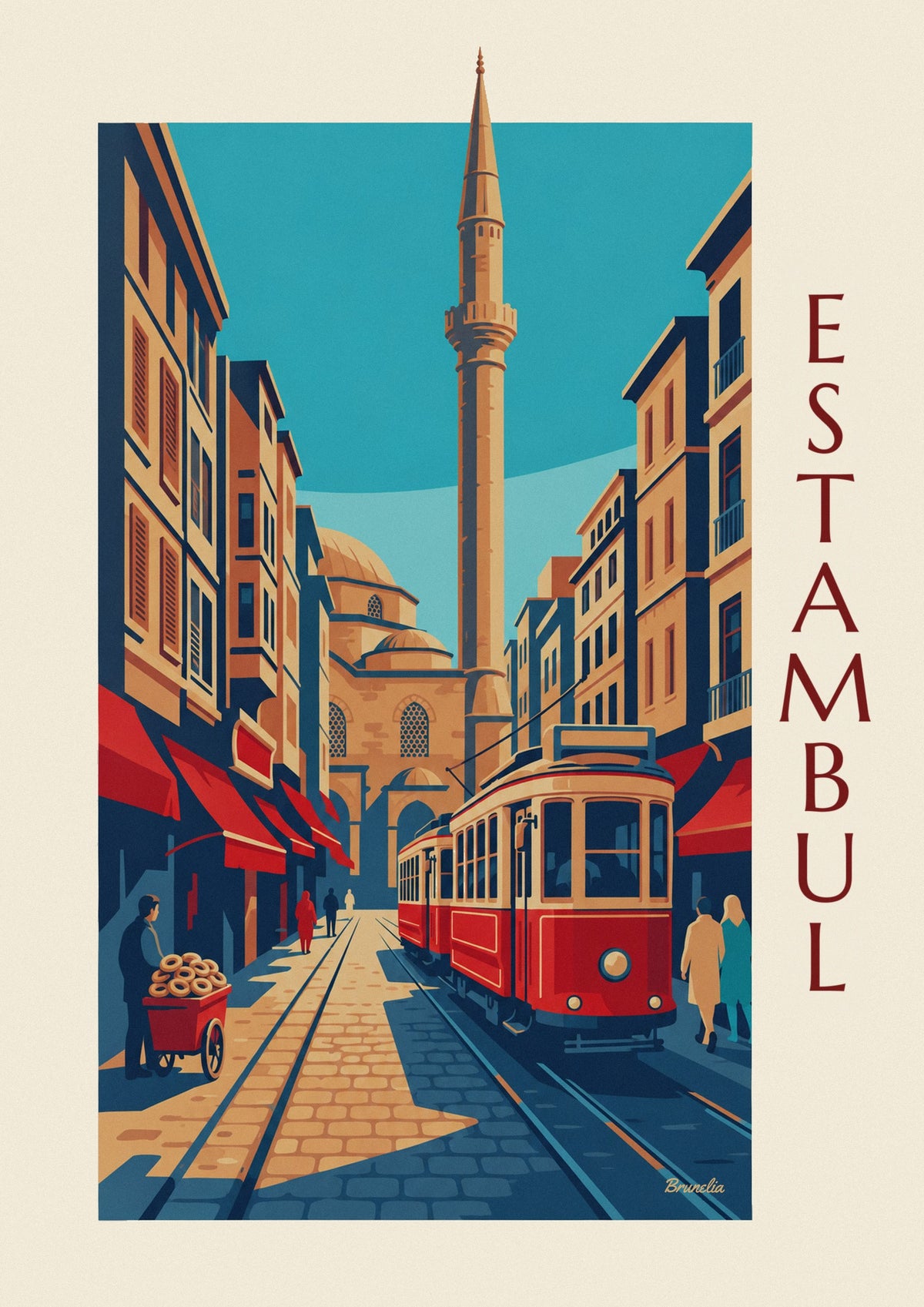 Lámina tranvía histórico en la avenida İstiklal de Estambul