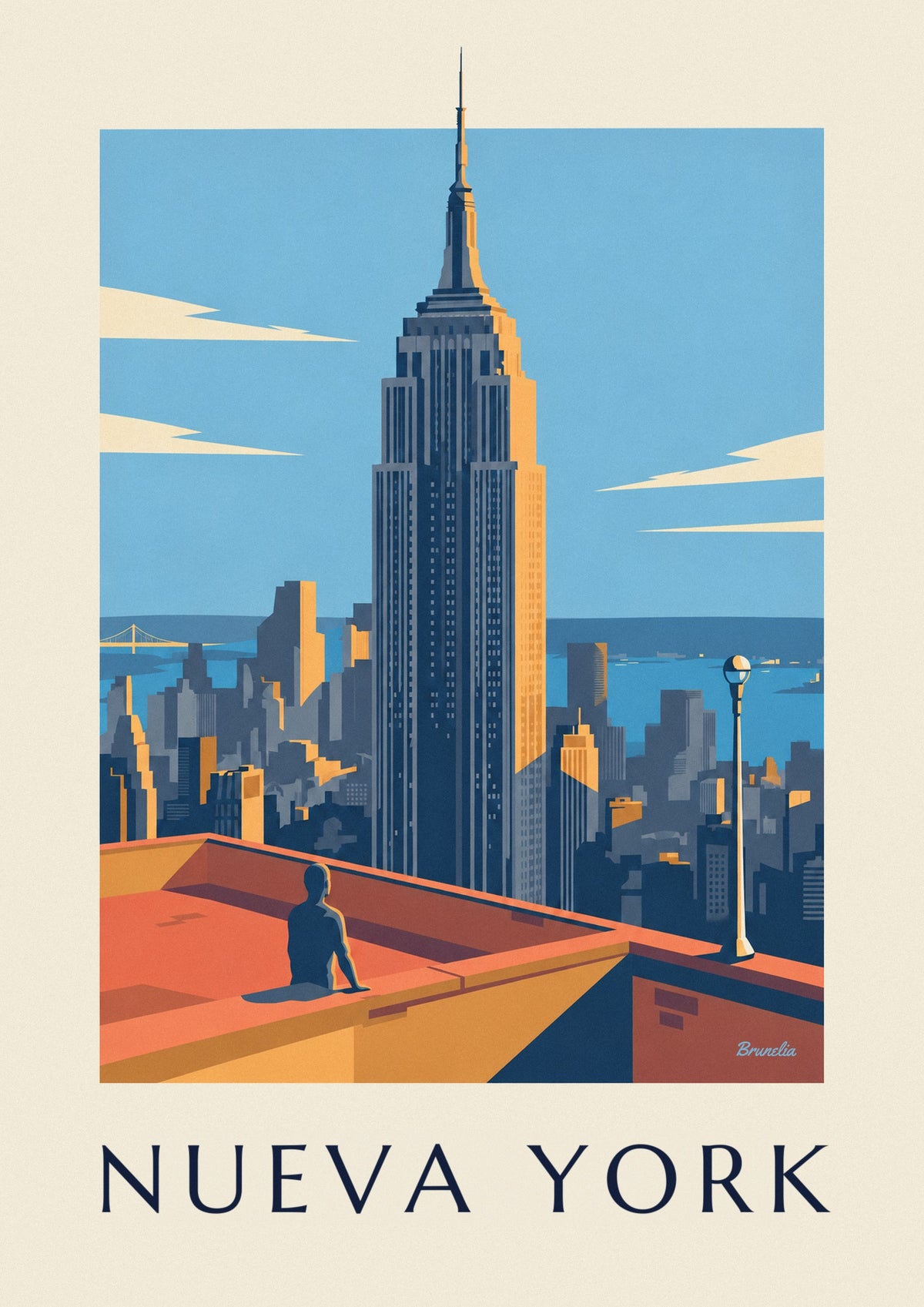 Póster del Empire State Building dominando Manhattan, en Nueva York