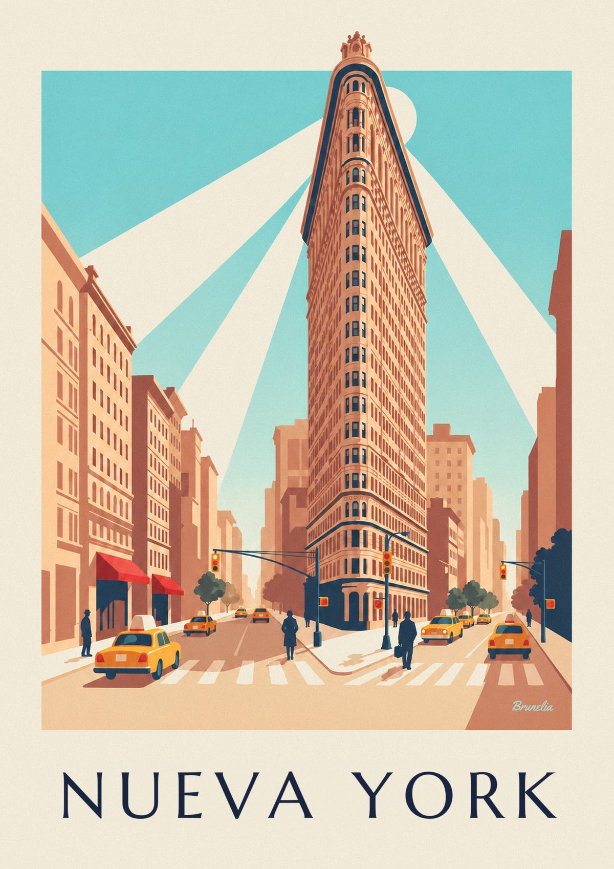 Póster Flatiron Building entre Broadway y la Quinta Avenida