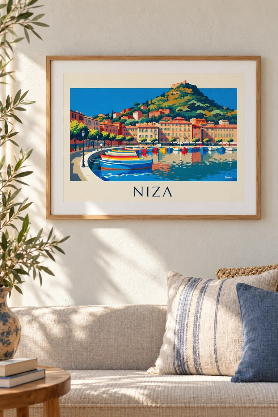 Póster puerto Lympia y colina del Castillo en Niza: pequeño formato A4 enmarcado