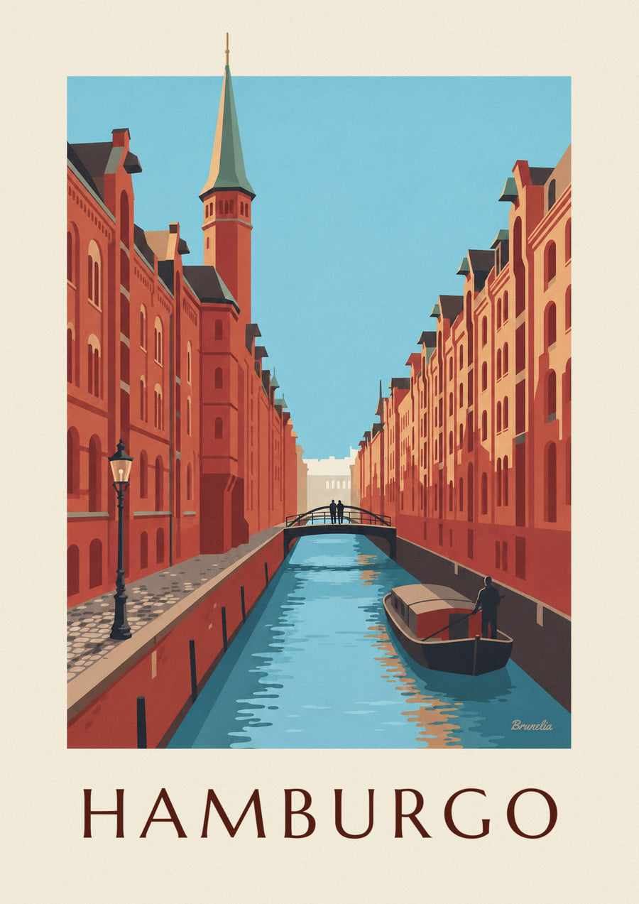 Póster almacenes de la Speicherstadt en Hamburgo