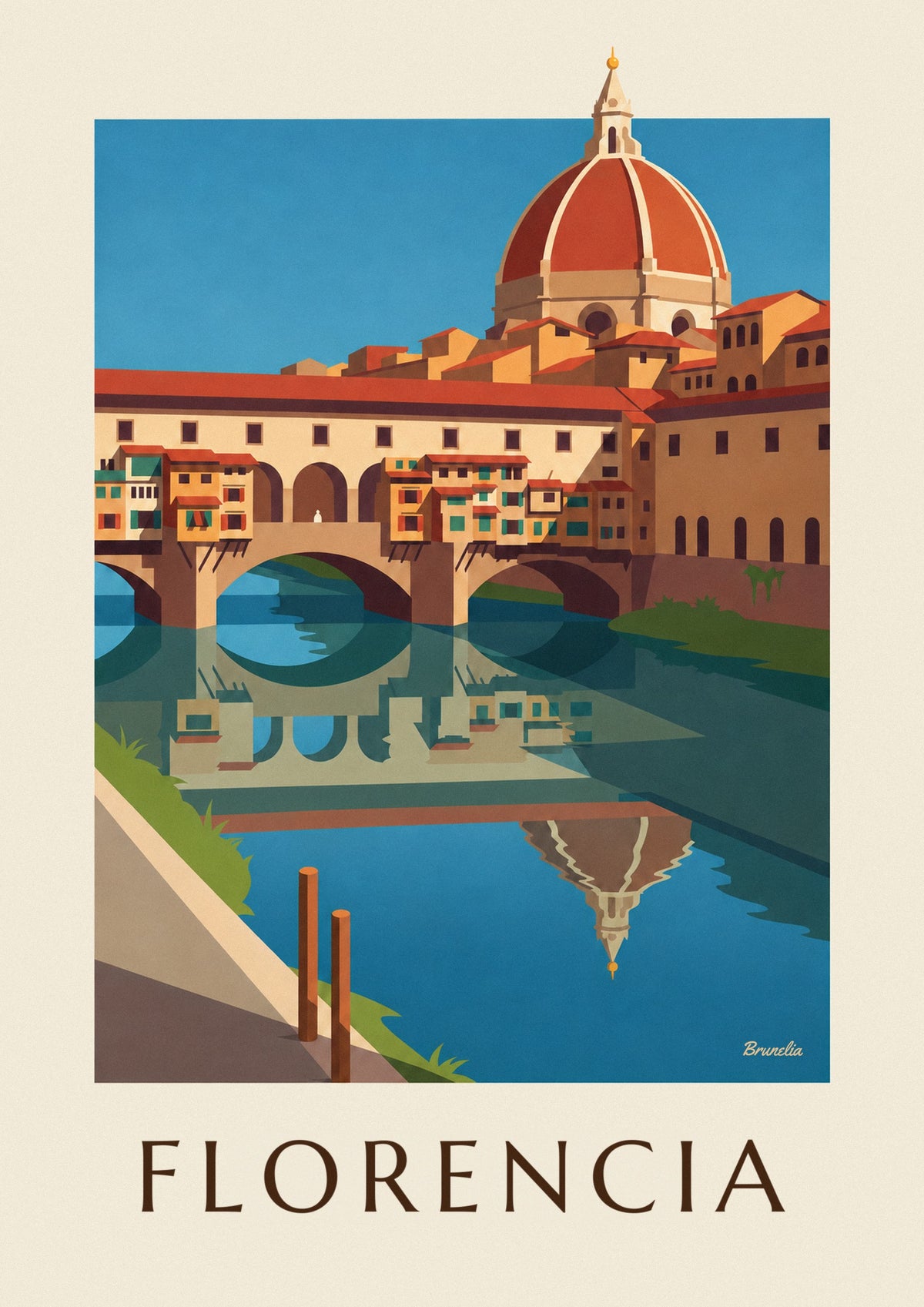 Póster Ponte Vecchio y el Arno en Florencia