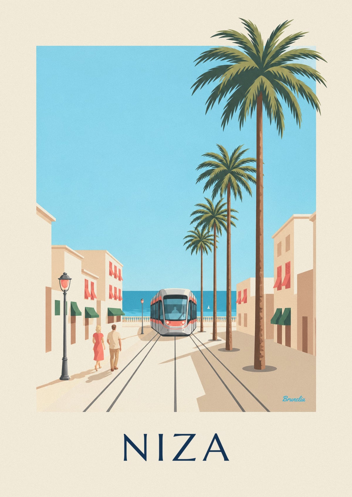 Póster tranvía de Niza y el Mediterráneo