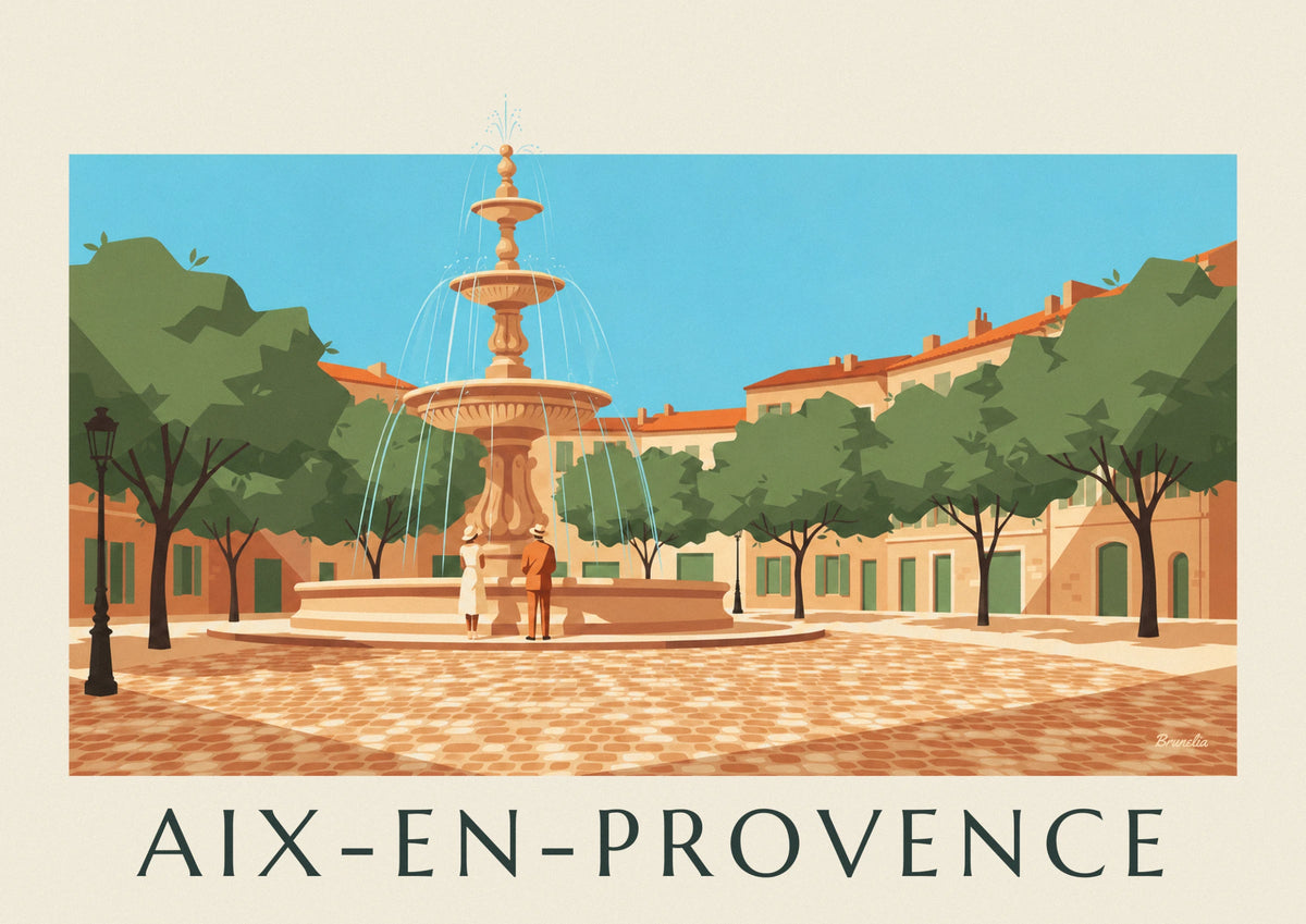 Aix-en-Provence Rotonde fountain poster