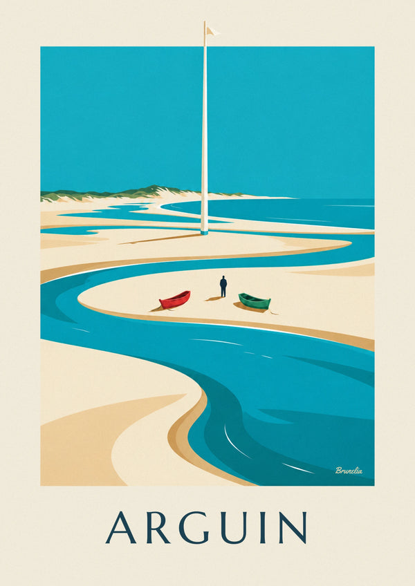 Affiche banc d'Arguin à marée basse et dune du Pilat