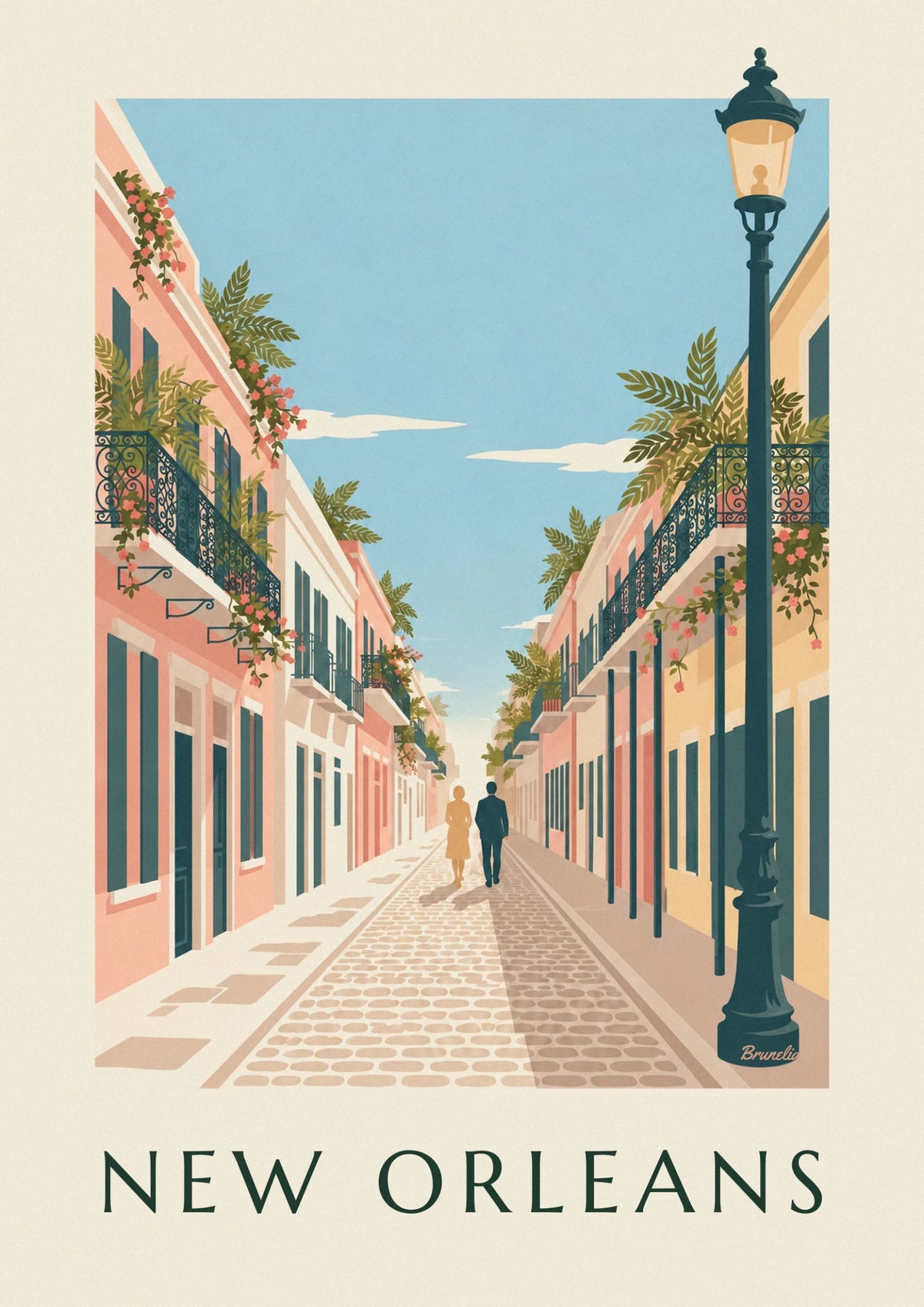 New Orleans French Quarter wrought-iron balconies poster