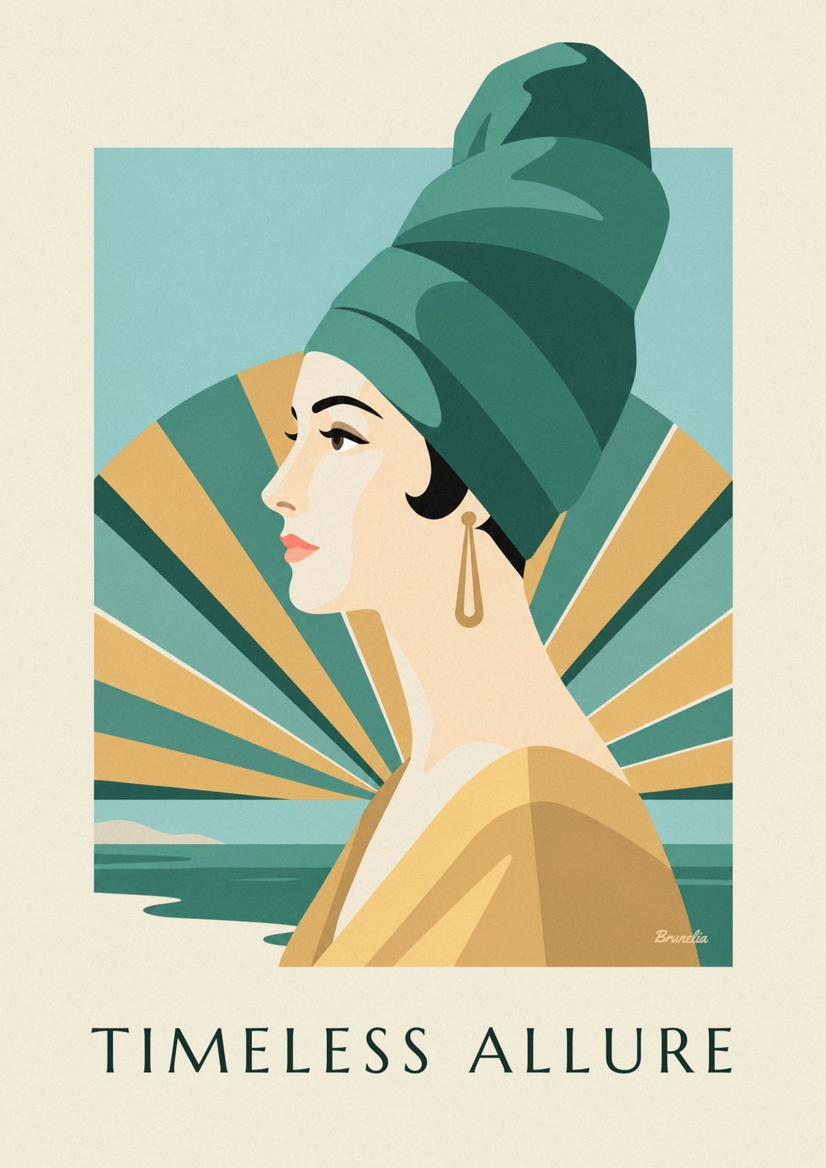 Woman in a turban with long earrings poster