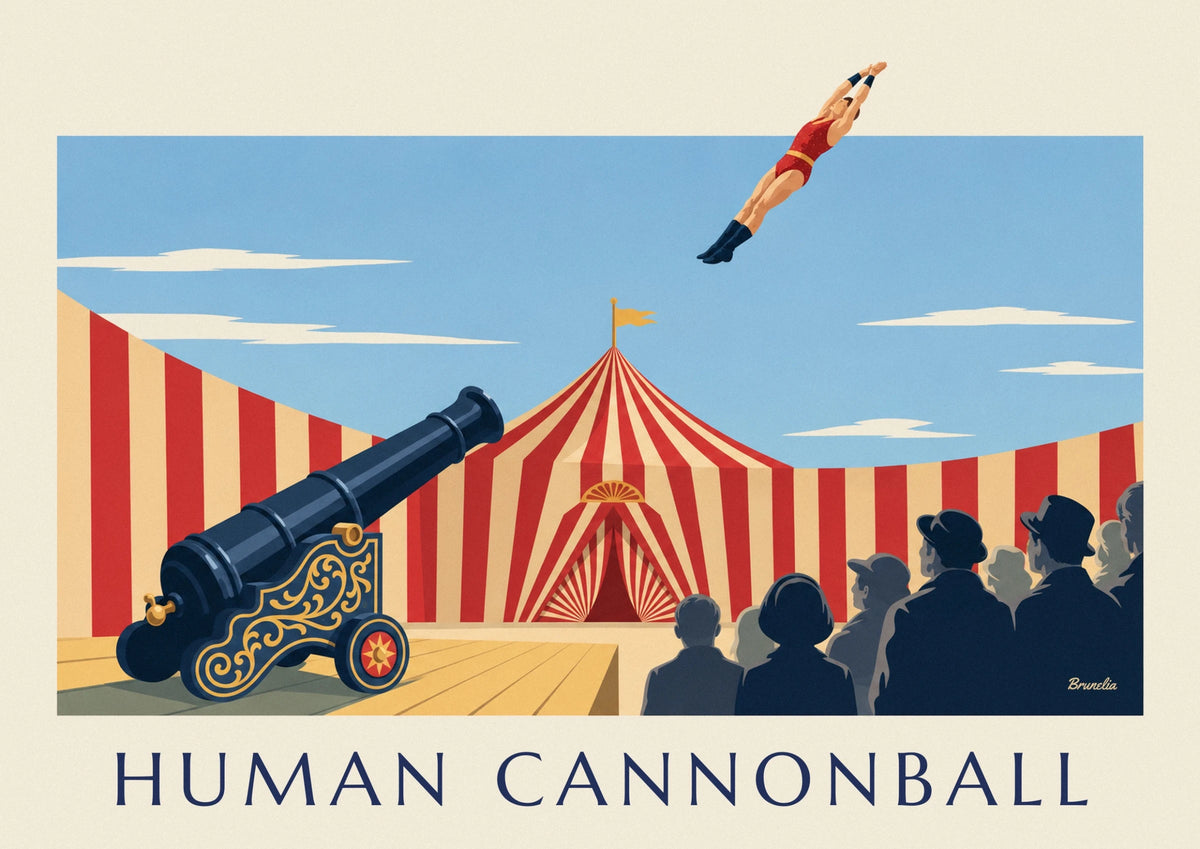 Human cannonball under the big top poster