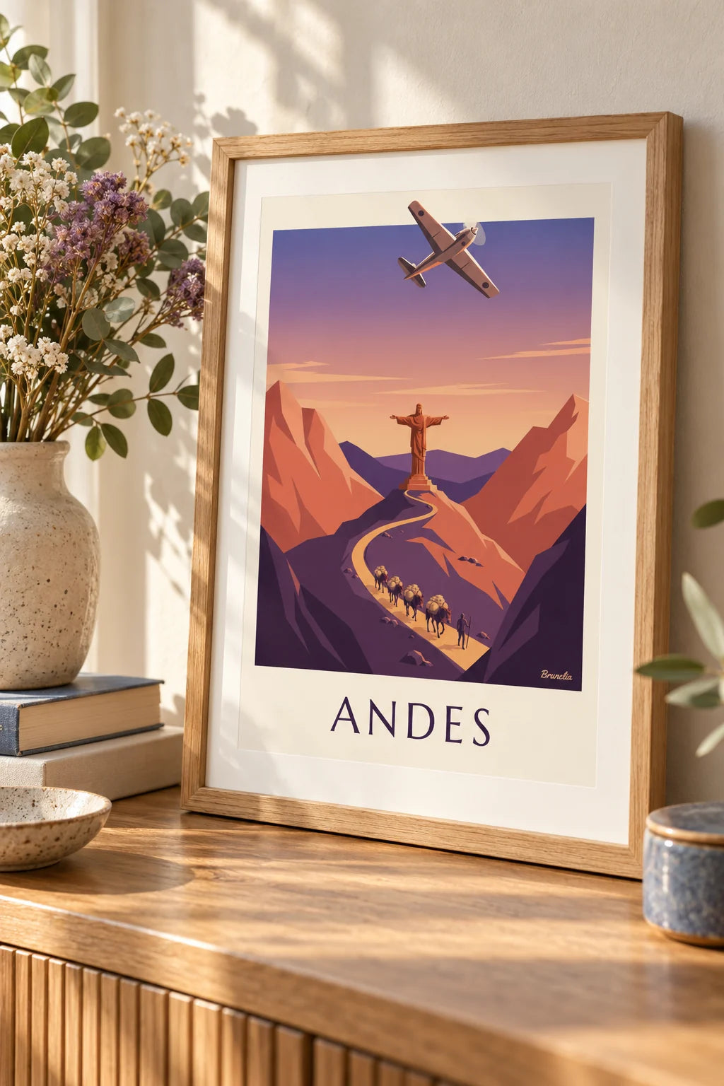 Office: Airmail plane and Andes mule caravan poster on the wall