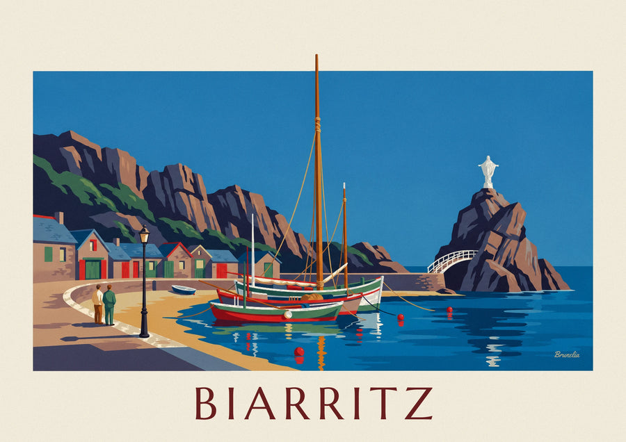Affiche port des Pêcheurs de Biarritz et Rocher de la Vierge
