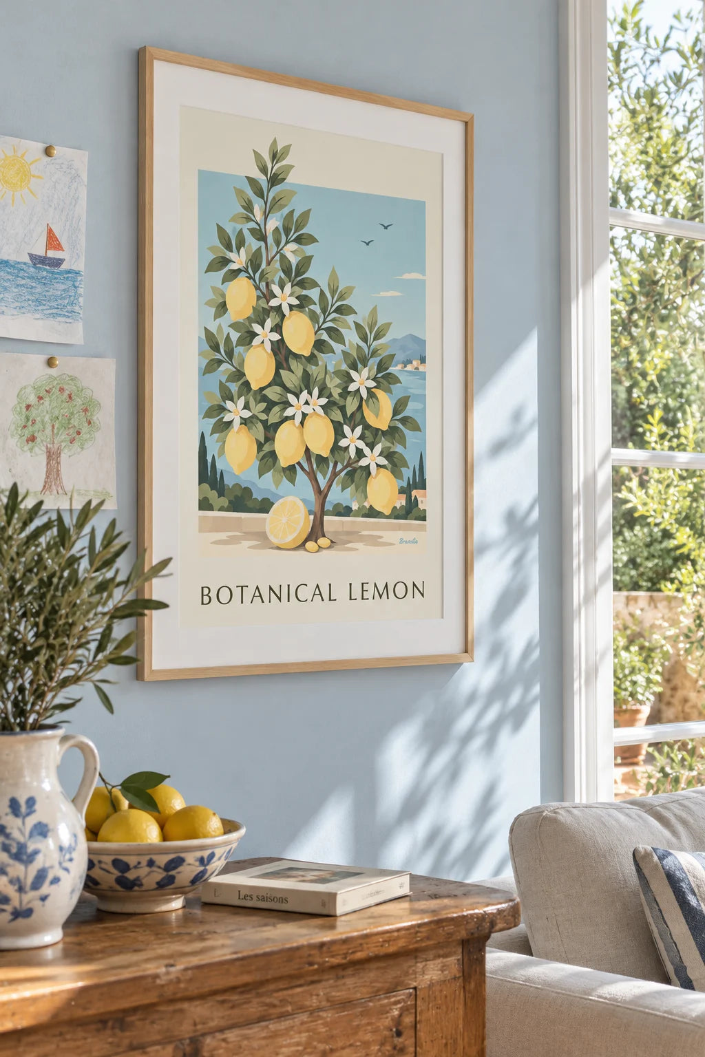 Mise en situation de Affiche citronnier Citrus limon en planche botanique