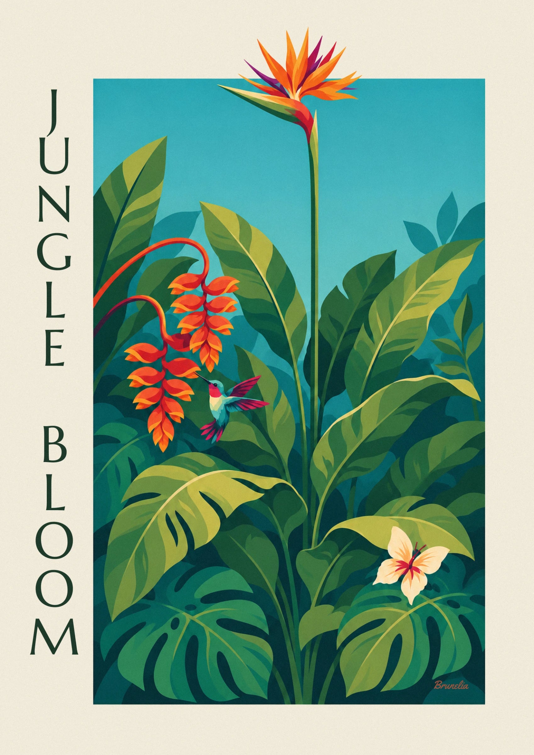 The hummingbird with a pink throat feeding on a cluster of orange flowers, among green leaves