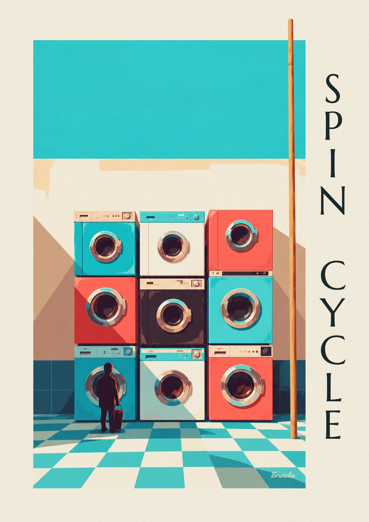 Póster con cuadrícula de 9 lavadoras de colores
