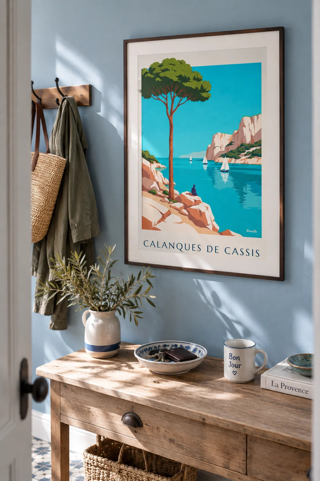 Ambientación de Lámina calanques de Cassis y agua turquesa