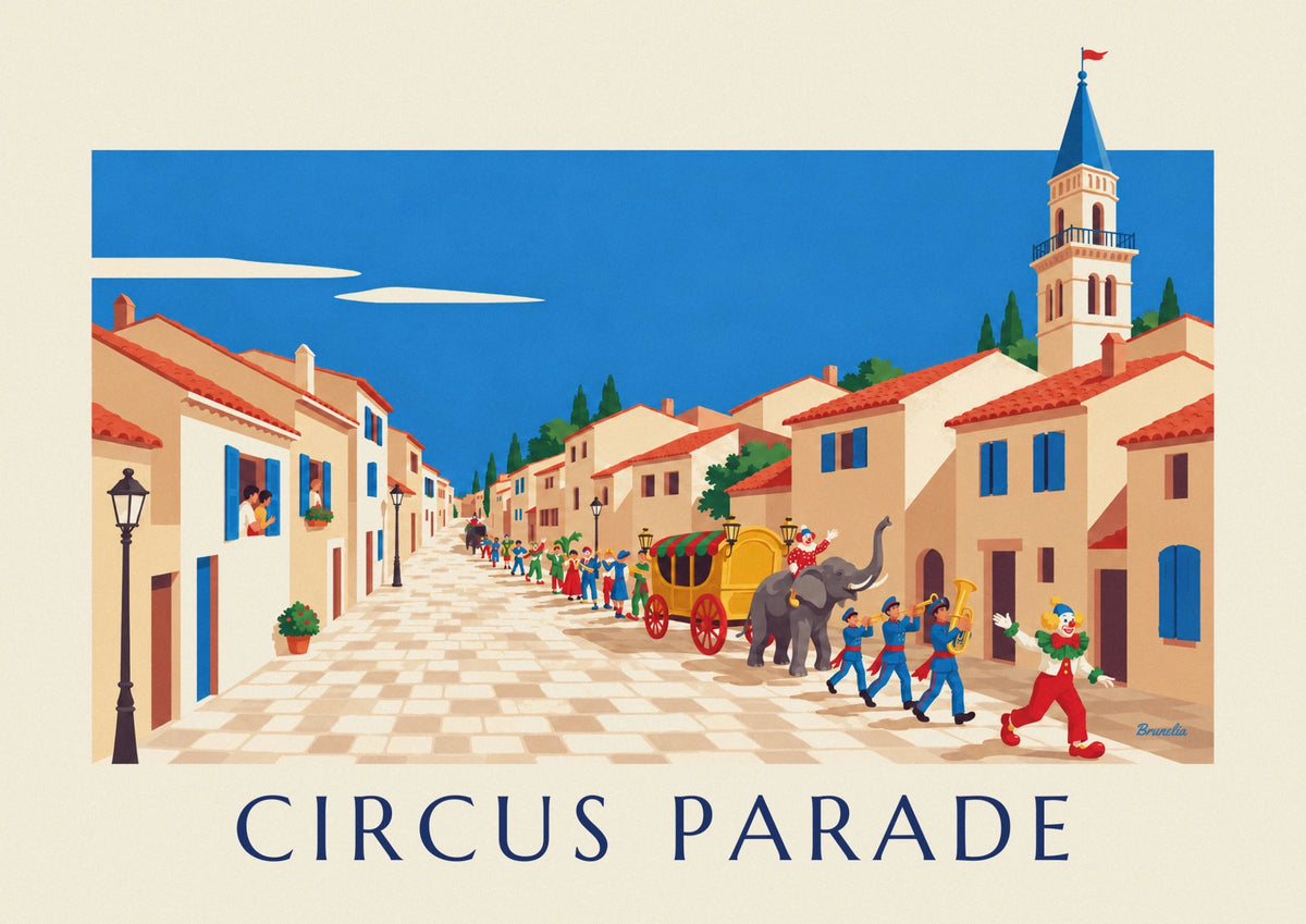 Circus parade through the village poster