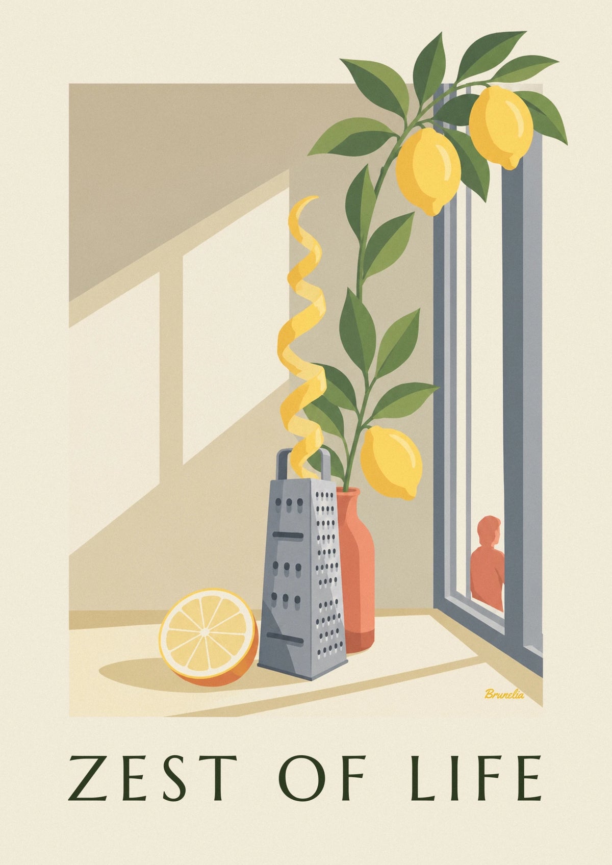 Lemon zest and kitchen grater poster