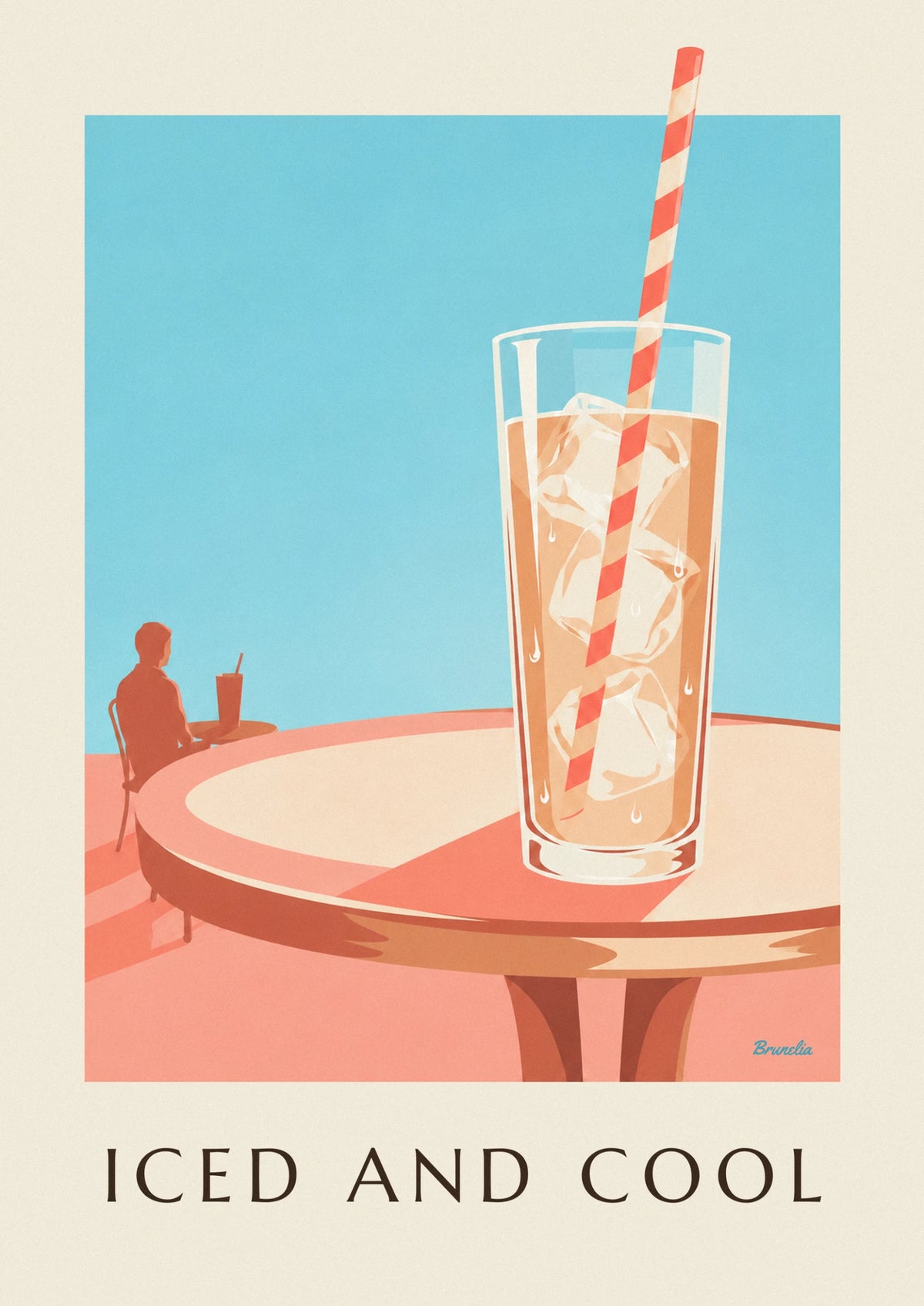 Iced coffee on a café terrace poster