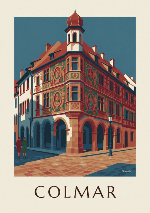 Póster Maison Pfister y su galería de madera tallada en Colmar: el póster completo