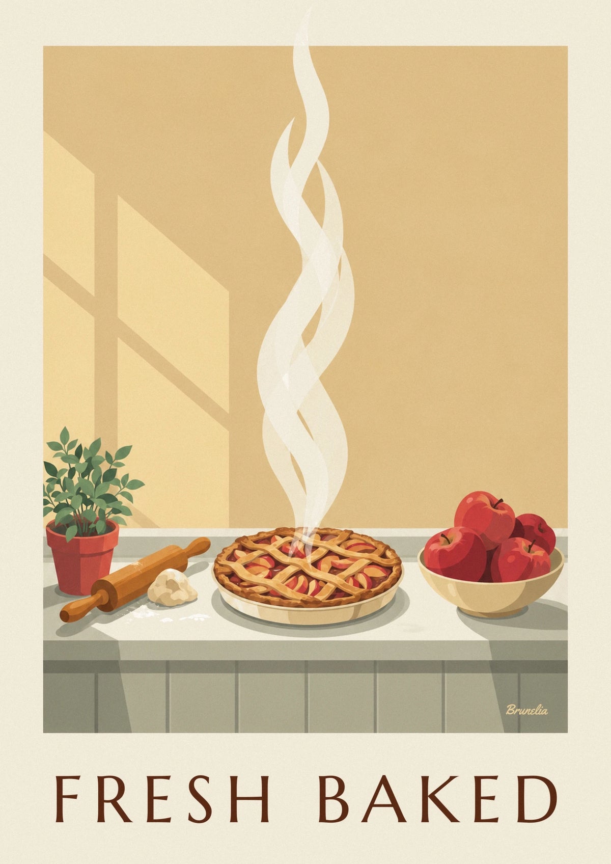 Apple pie and rolling pin poster